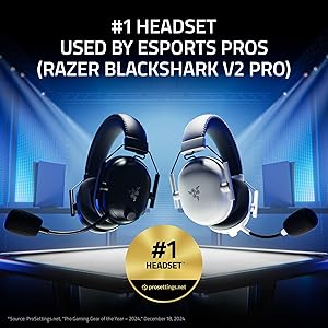 Razer BlackShark V2 Pro Wireless PlayStation Gaming Headset: 50mm Drivers - Super Wideband Mic - Noise Isolating Earcups - For PS5, Nintendo Switch 2, PC, Mac - Bluetooth, USB-C - 70hr Battery - White
