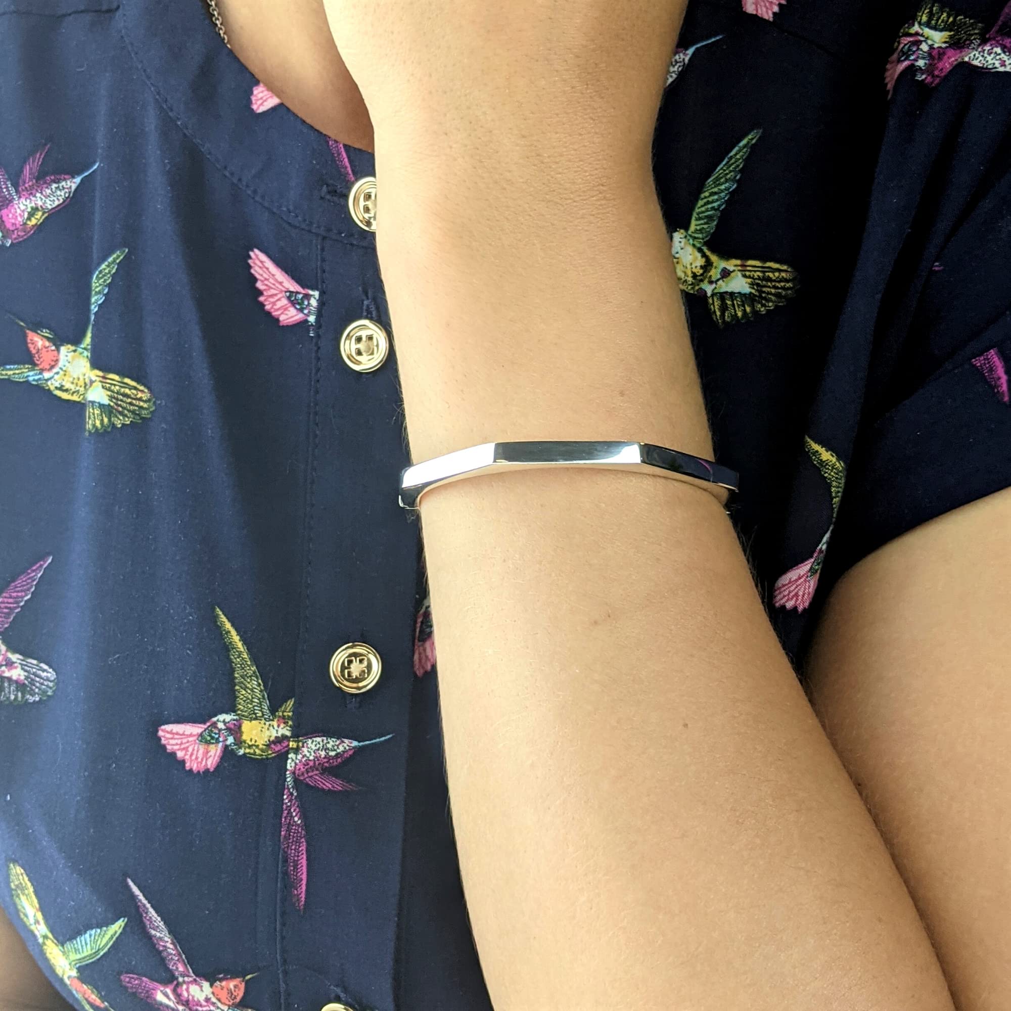 Silverly Bracciale in Argento Sterling 925 con Cerniera Ottagonale | Elegante Bracciale Geometrico in Argento Sterling per Donna | Bracciale Rigido in Tubo Quadrato Lucidato