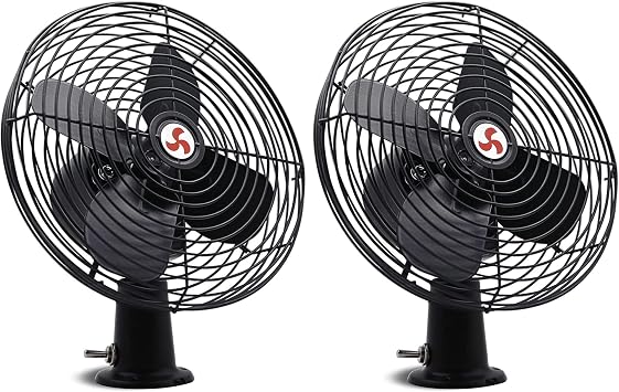 12V RV Cooling Fan with 2-Speed Switch, 8.75-Inch Heavy Duty Black Metal Fan, 12Volts Car Fan, use for Auto, Truck, RV, Car, Boat, and Buses