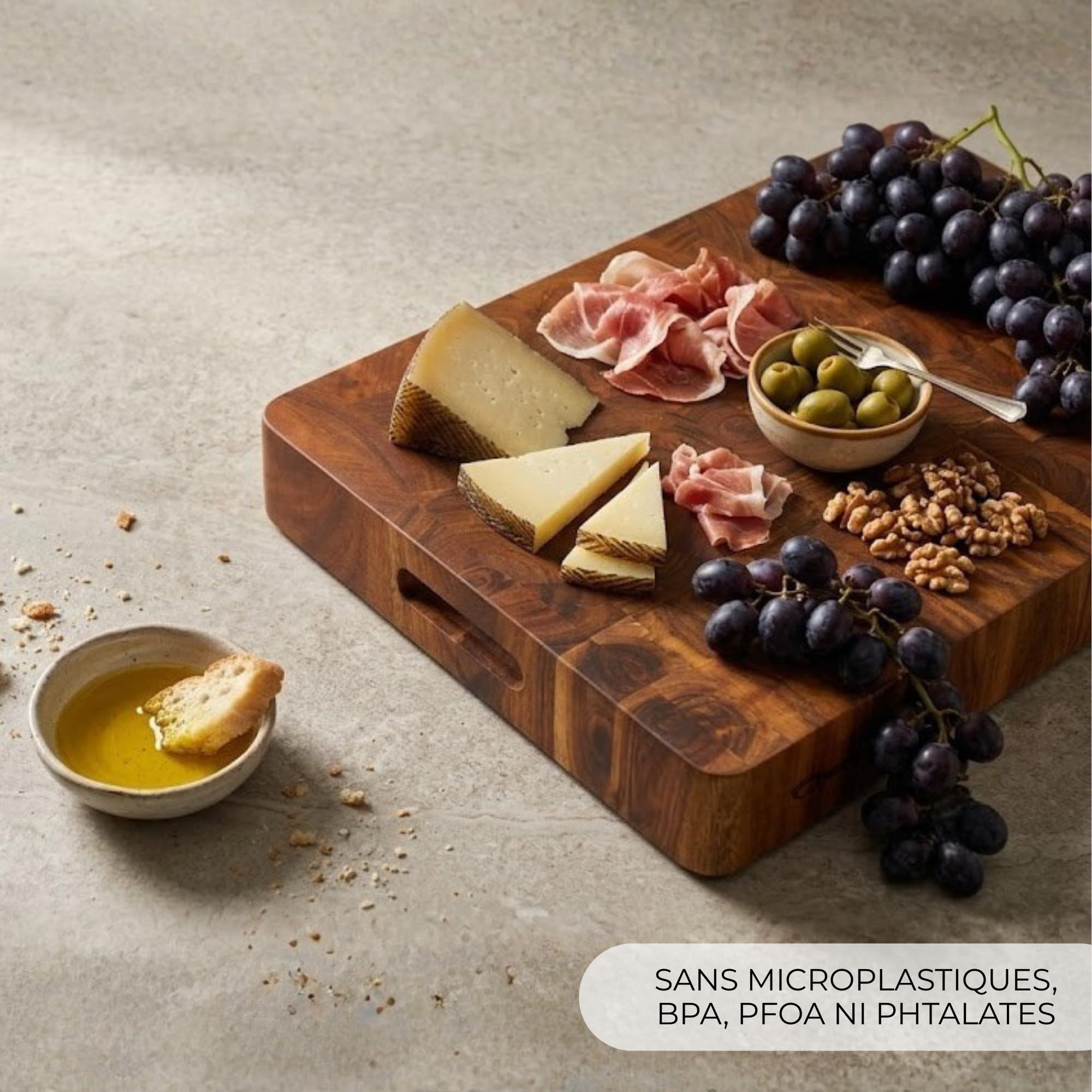 Erreke Planche en Bois d'Acacia Naturel End Grain, 50x38x6,5 cm, Résistant