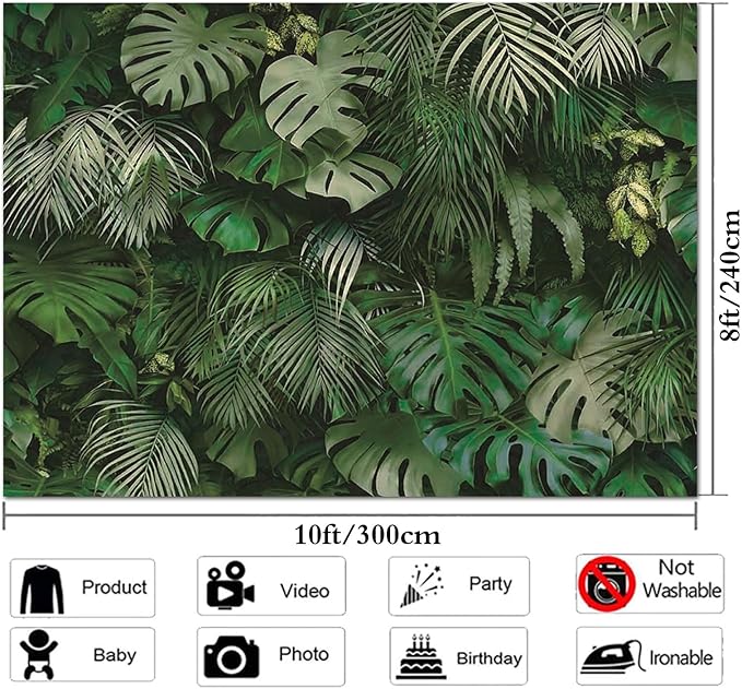 Fondo Fotográfico Qian 10x8ft Hojas Verdes Tropicales miniatura 6