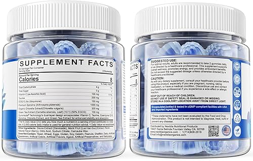 Miniatura 9 de Gomitas de espirulina azul orgánica, alta ficocianina de algas azul-verdes ricas en nutrientes para antioxidantes, energía celular y limpieza,