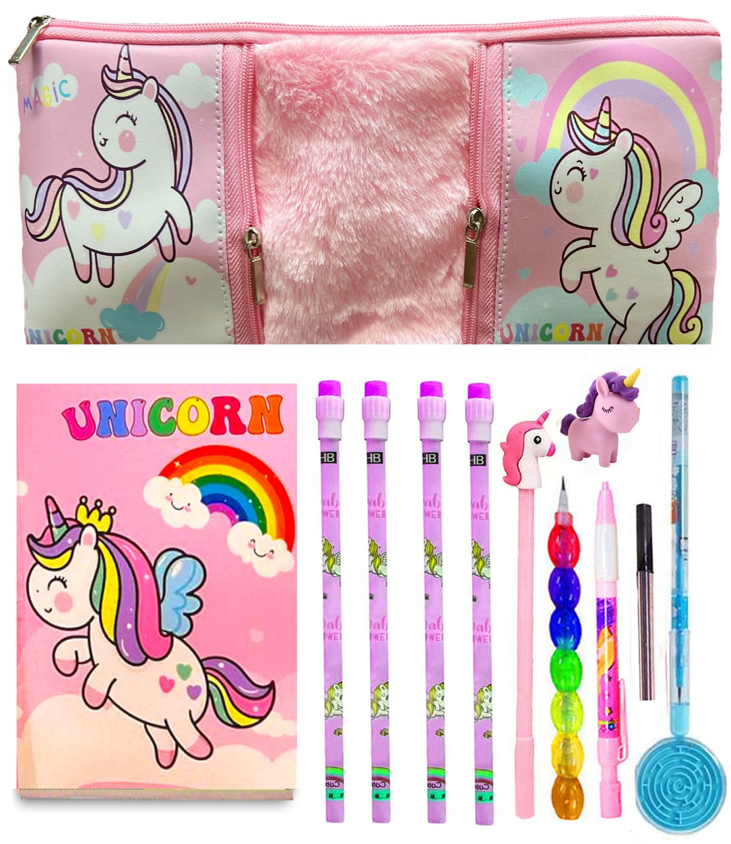 KOBBET® 12pcs Unicorn Theme Return Gift Set for Kids, Party Favor Return Gift, Birthday Gift for Girls for School, Unicorn Pencil Pouch with All Stationery Unicorn Wooden Pencil Pen (Style 2) (B0CD2DZ4YV) Amazon Price History, Amazon Price Tracker