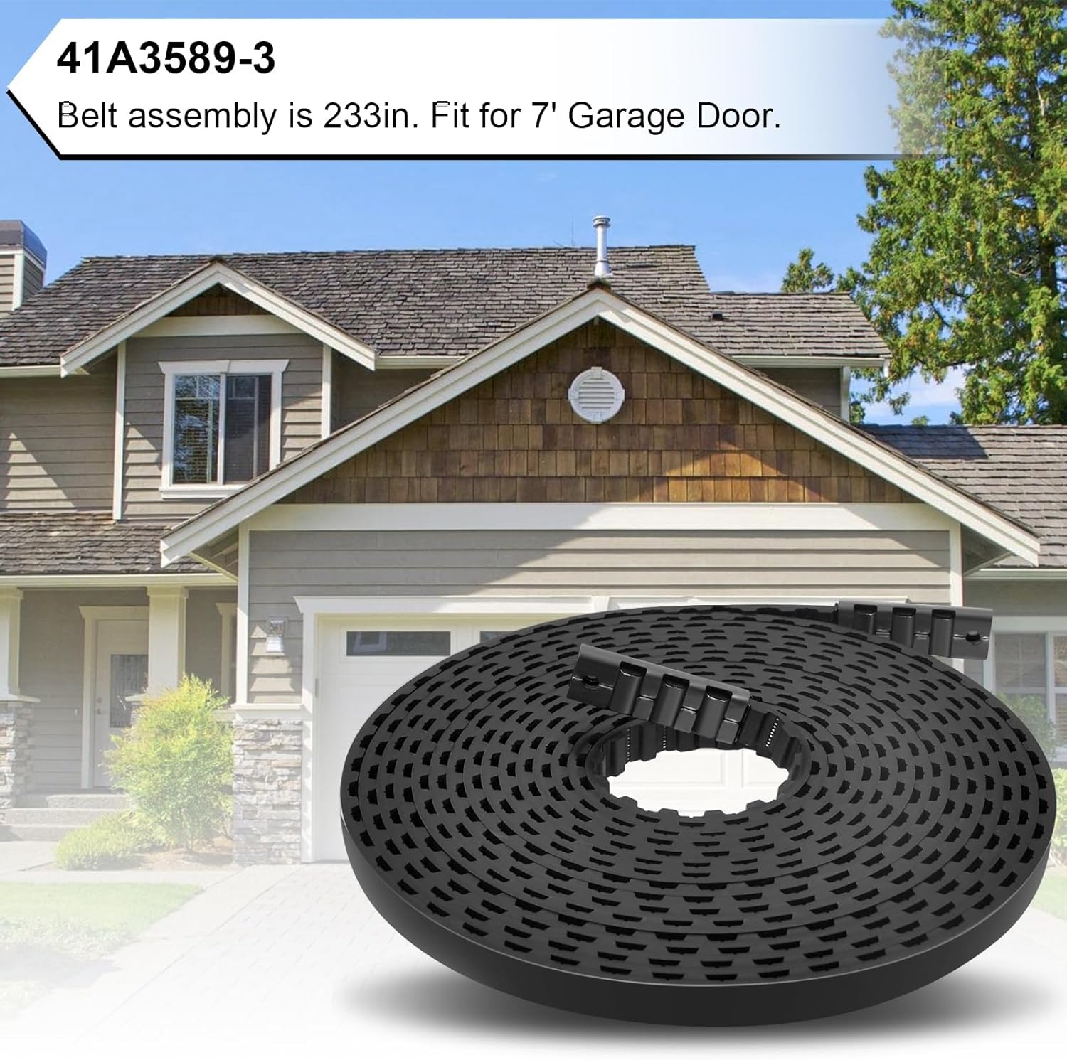 41A3589-3 41A3589-12 Garage Door Opener Belt for 7' Garage Door, Compatible with Lift-Master/Chamberlain/Craftsman Garage Door Opener Models 1270, 1280, 1280R, 8100, 8100M, 8200, 9200, 9500