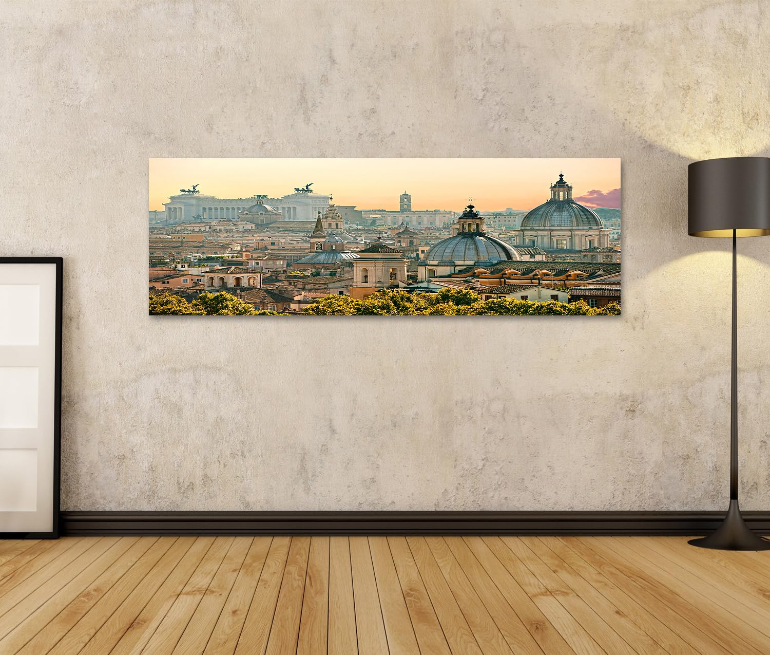 islandburner Immagine su tela Roma Panorama al tramonto Quadri e decorazioni da parete 120x40cm