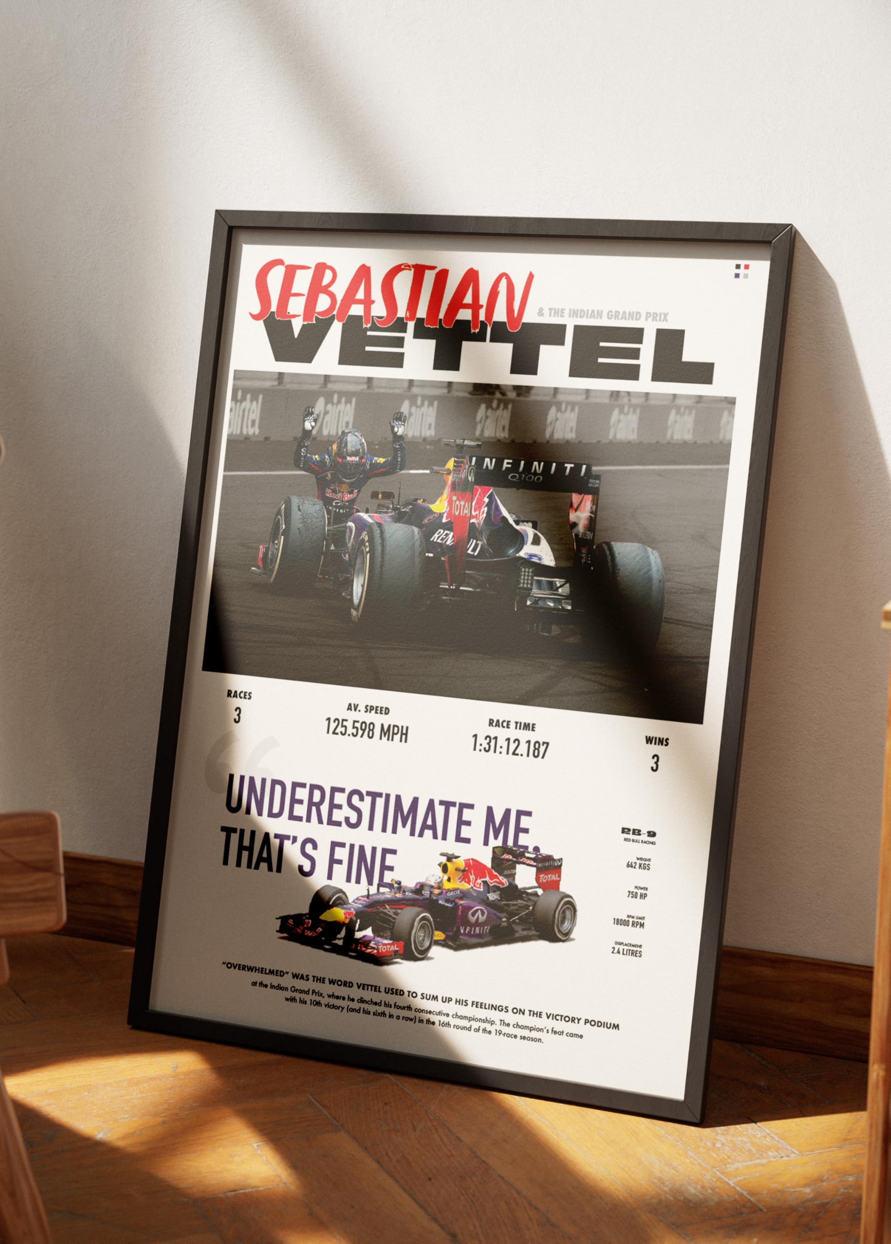PodiumPe Sebastian Vettel World Champ F1 Poster | Indian Grand Prix Formula 1 Wall Art | A3 | Unframed