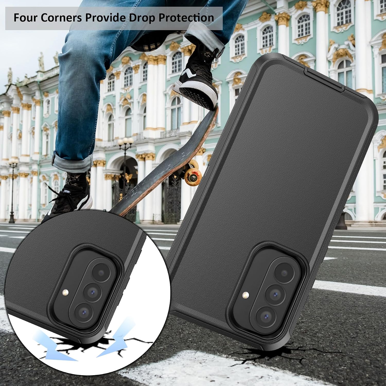 Compatible with Samsung Galaxy A37 Case, with Belt Clip Holster Heavy Duty Rugged Shockproof Full Body Protection Kickstand Cover for Samsung Galaxy A37 Phone (Black)