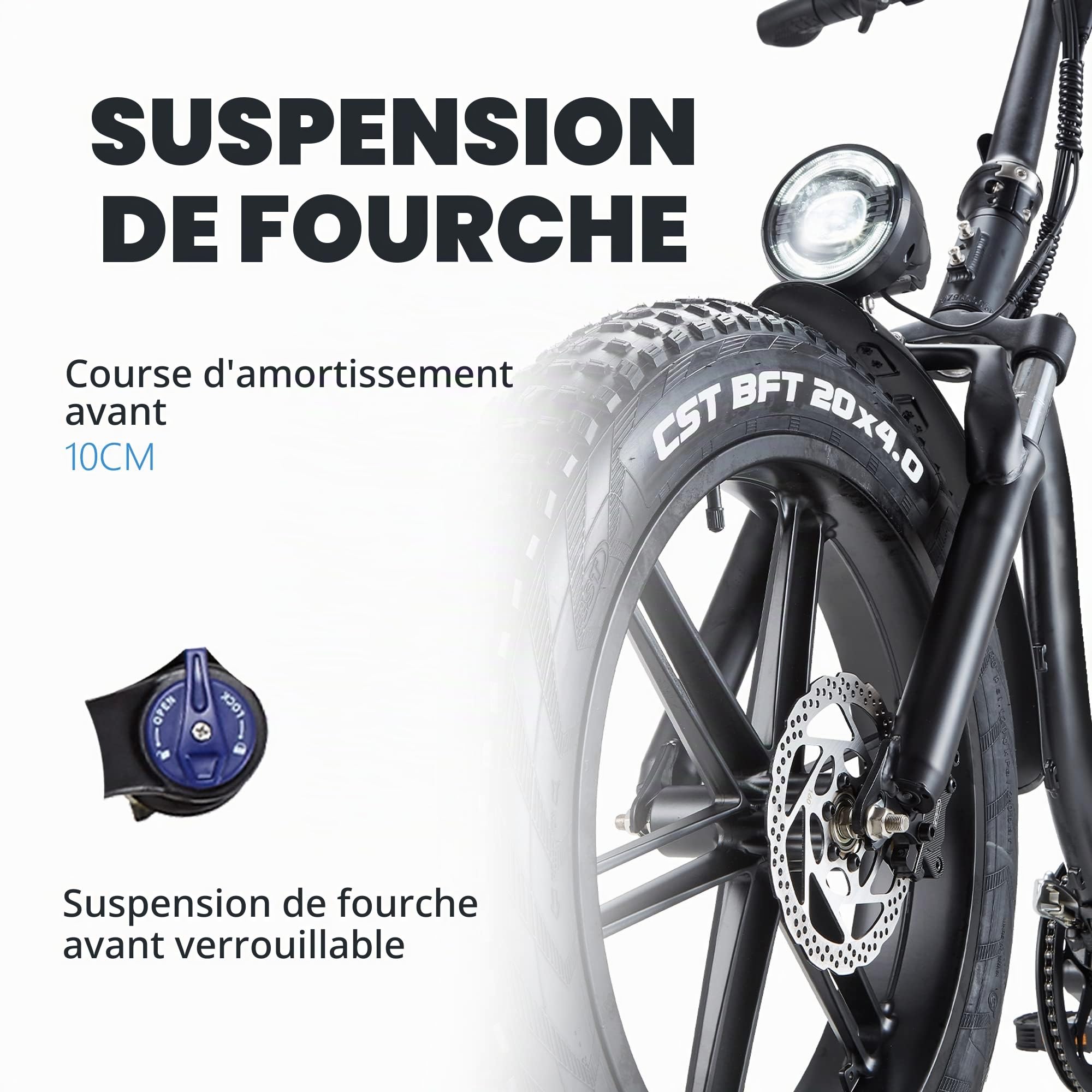 Vélo Électrique Pliant 20 Pouces VTT Electrique Adulte Homme Femme E Bike Ville,Batterie 48V/20Ah,7 Vitesses,Max.Portée 55-60km