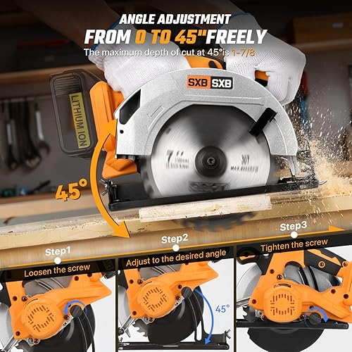 Miniatura 4 de SXBSXB Sierra circular para batería Dw 20V Max, hoja de 7-14 pulgadas, 8000 RPM, kit de sierra circular inalámbrica sin escobillas para cortar