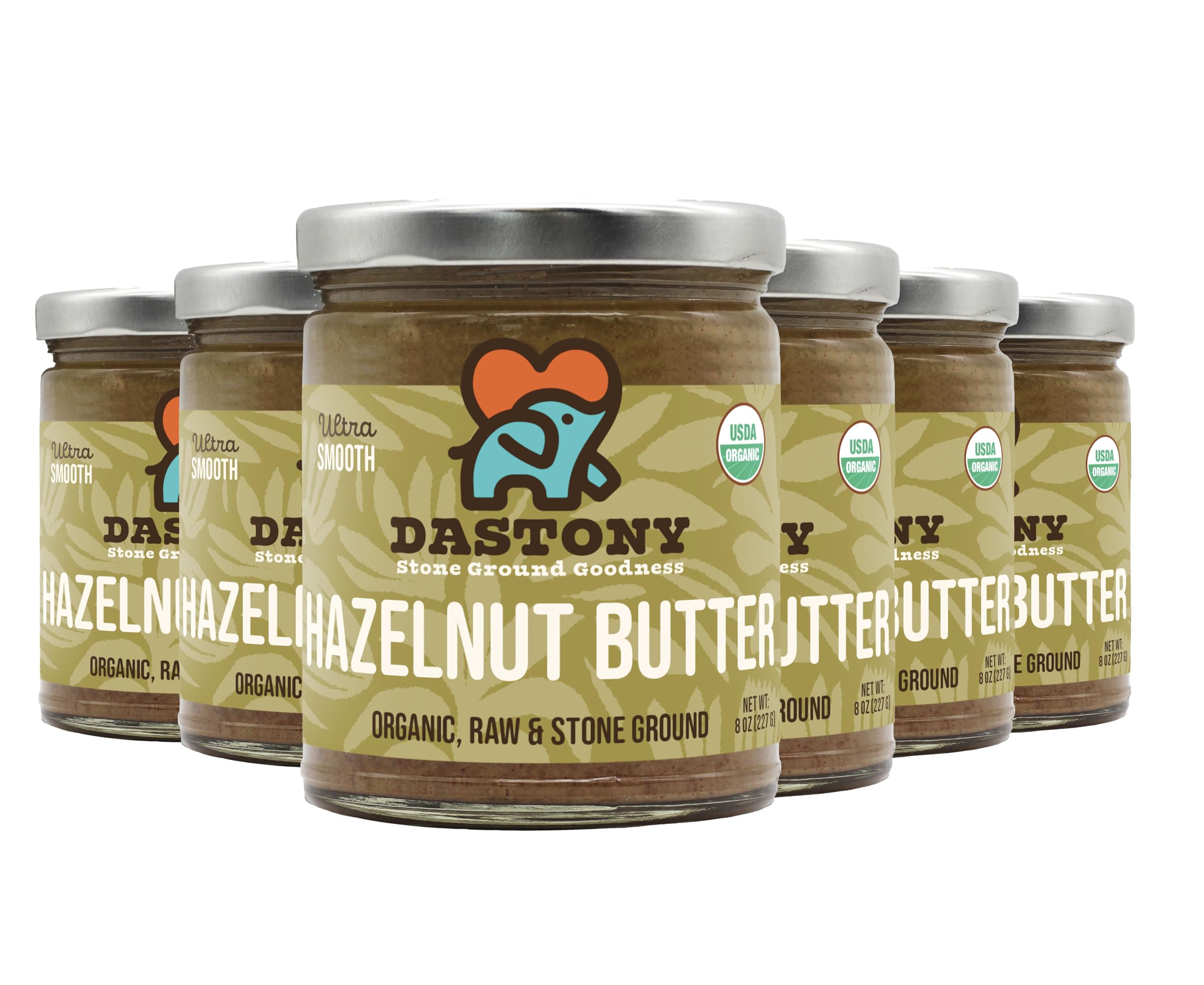 Dastony Organic Raw Hazelnut Butter, 8 oz | Only One Ingredient | Vegan, Paleo and Keto Friendly, Non GMO, Gluten-free - Pack of 6