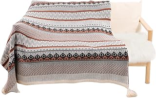 Manta suave, mantas trenzadas bohemias, borlas jacquard de chenilla coloridas, decorativas bohemias for cama, sofá, silla suave, sillón reclinable, funda for muebles, manta tejida con retazos - Marrón