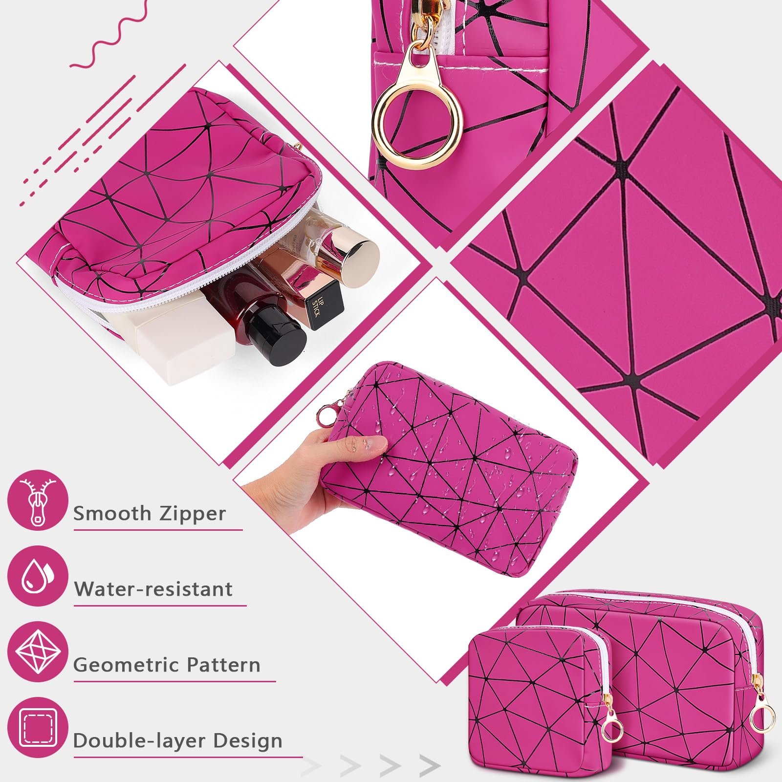 Soporte de tampón para bolso, bolsa de cuero para período, bolsa de almacenamiento de servilletas sanitarias para niñas y mujeres, bolsa portátil de emergencia femenina (rojo rosa) 3