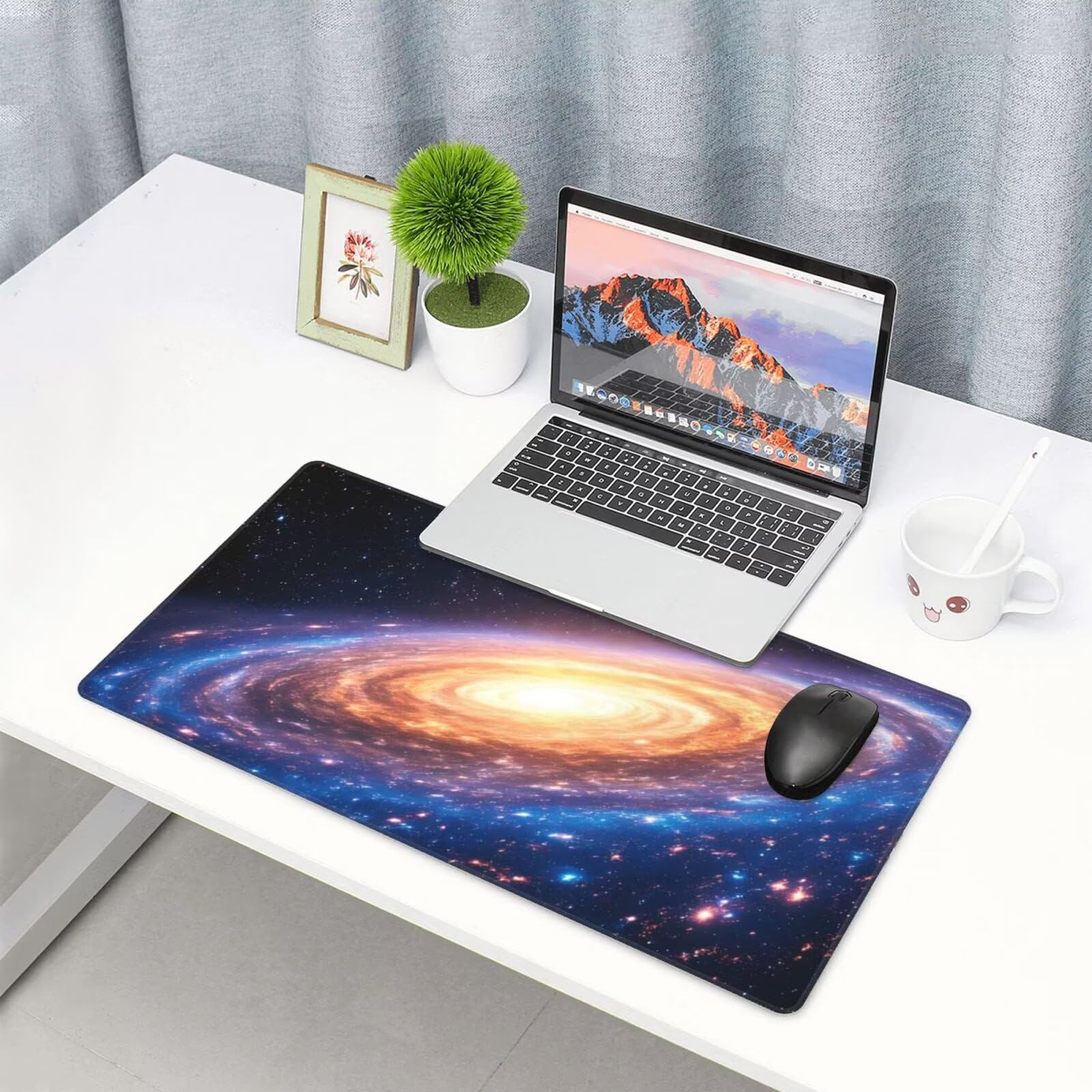 Podkładka pod mysz gwiaździste niebo, duża podkładka pod mysz 1200 x 400 mm, podkładka pod mysz do gier, podkładka na biurko ze zszytymi krawędziami, podkładka pod mysz z klawiaturą, do pracy, gier,