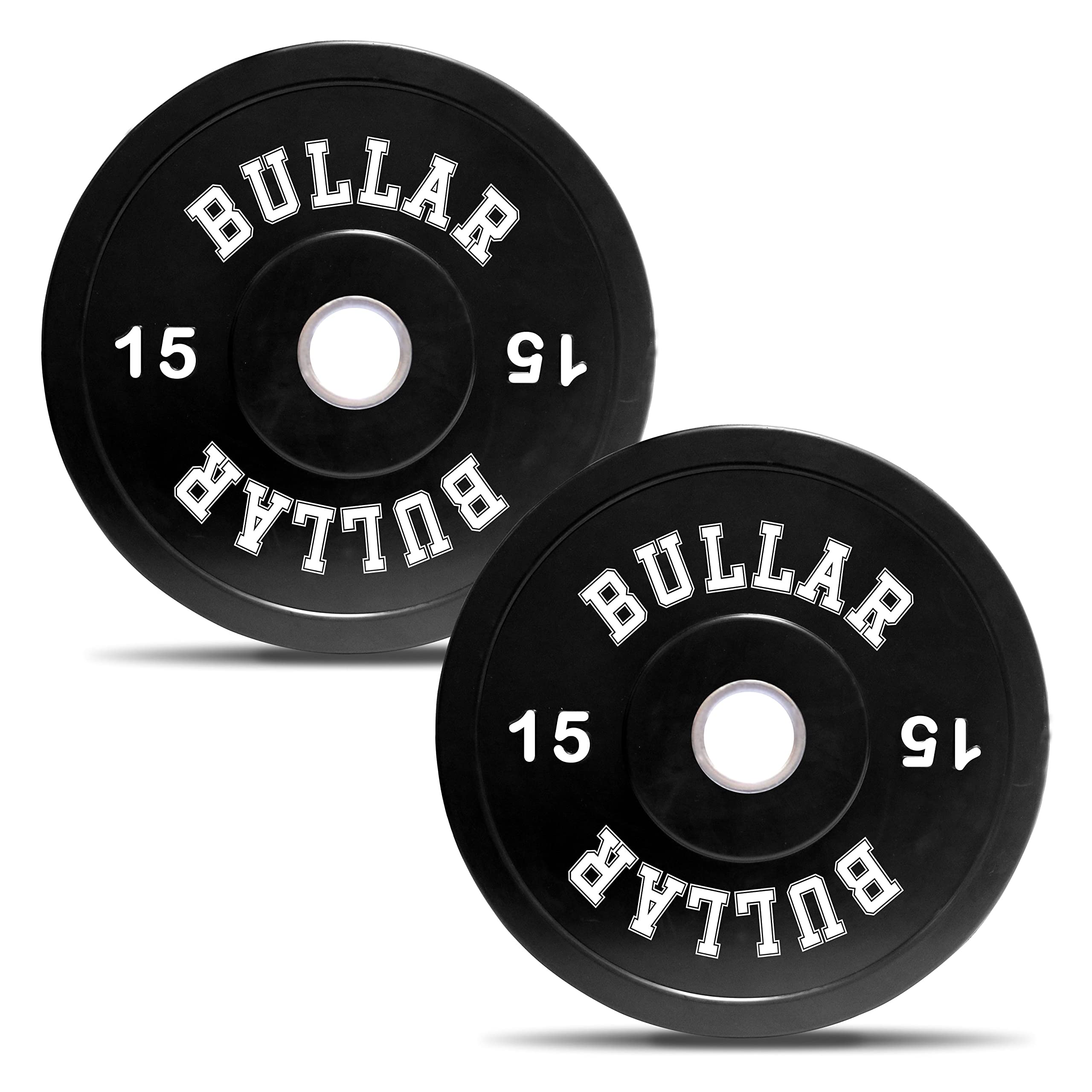 BULLAR Olympic Black Bumper Plates,Rubber Coated spare weight plates 51 mm (30 KG SET (15KGX2))