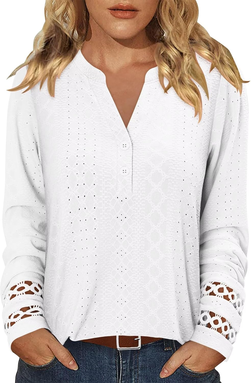 Magritta Womens Blouses Fall Tops Casual Long Sleeve Work Shirts Dressy V Neck Button Up Tunic Tshirts