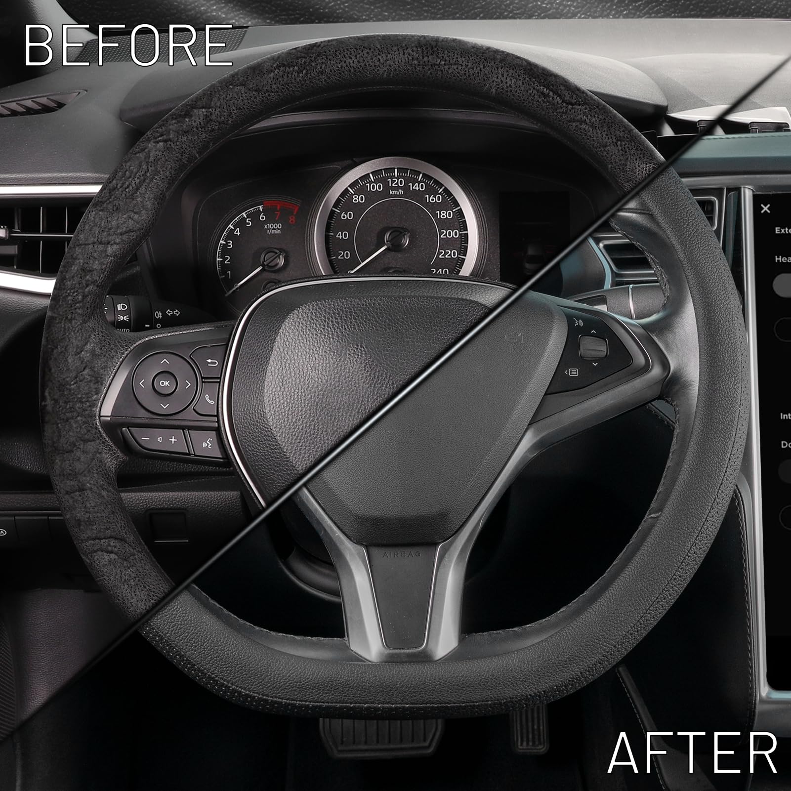 Coprivolante per auto universale nero blu 37-38 cm – Car Passion Accessori Auto