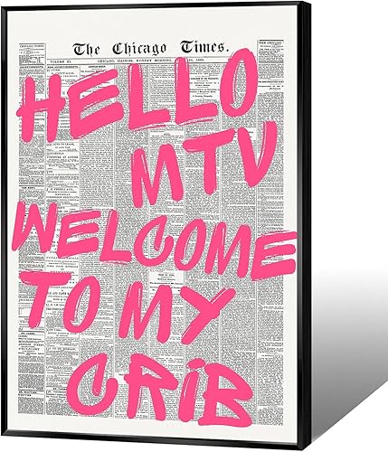 Hello Mtv - Póster de pared con texto en inglés "Welcome To My Cune", diseño retro de periódico rosa, con frase de afirmación positiva, impresiones