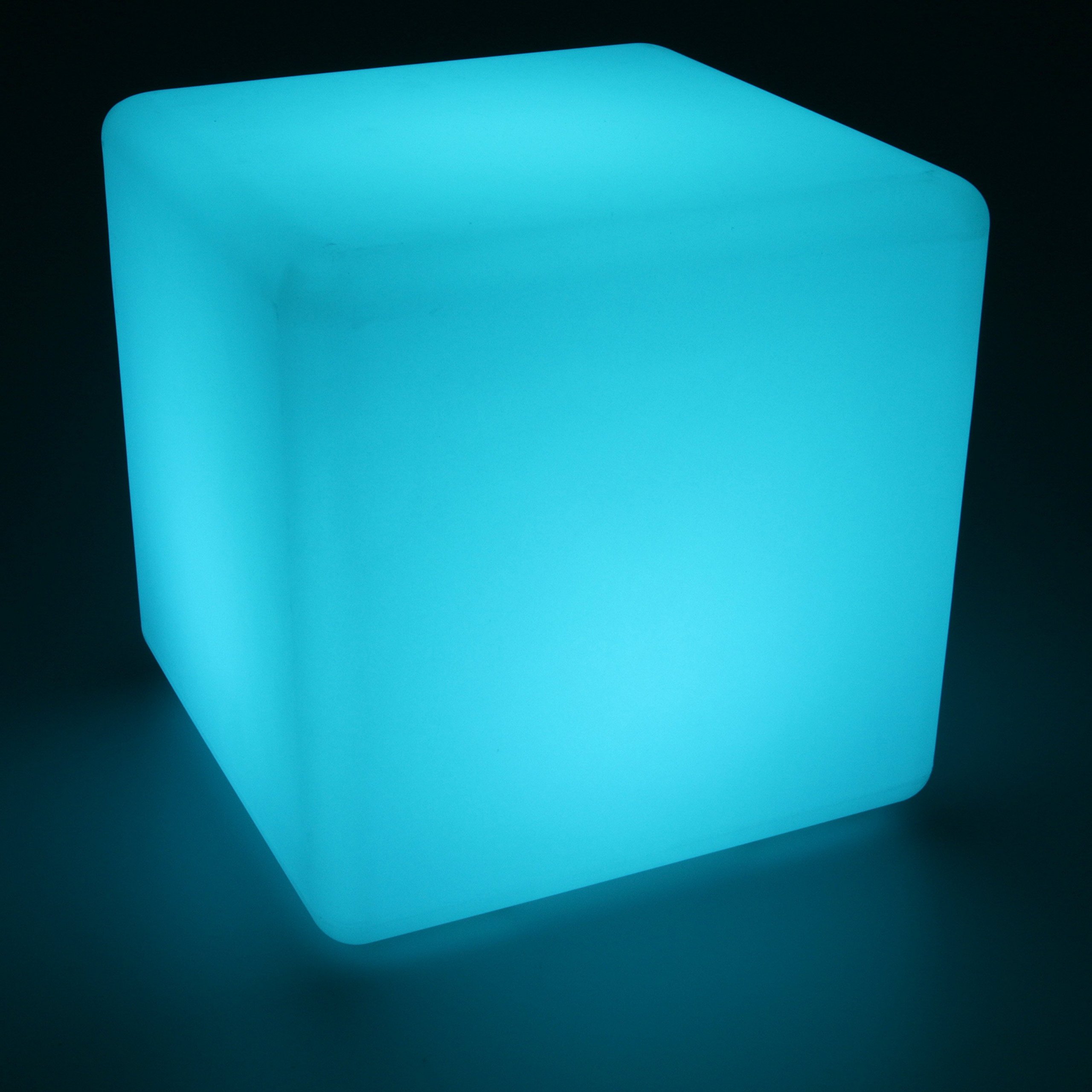Led Würfel 40x40 cm Leuchtwürfel Outdoor Aufladbar mit Akku und Fernbedienung RGB Farbwechsel 16 Farben Sitzwürfel Hocker Garten Würfelhocker Wasserdicht IP65 Weiß