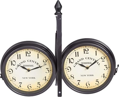 Relaxdays Horloge de Gare sur Deux côtés, Piles, rétro, New York, HLP 35 x 35 x 10 cm, Heure Recto-Verso Vintage, Noir - 6