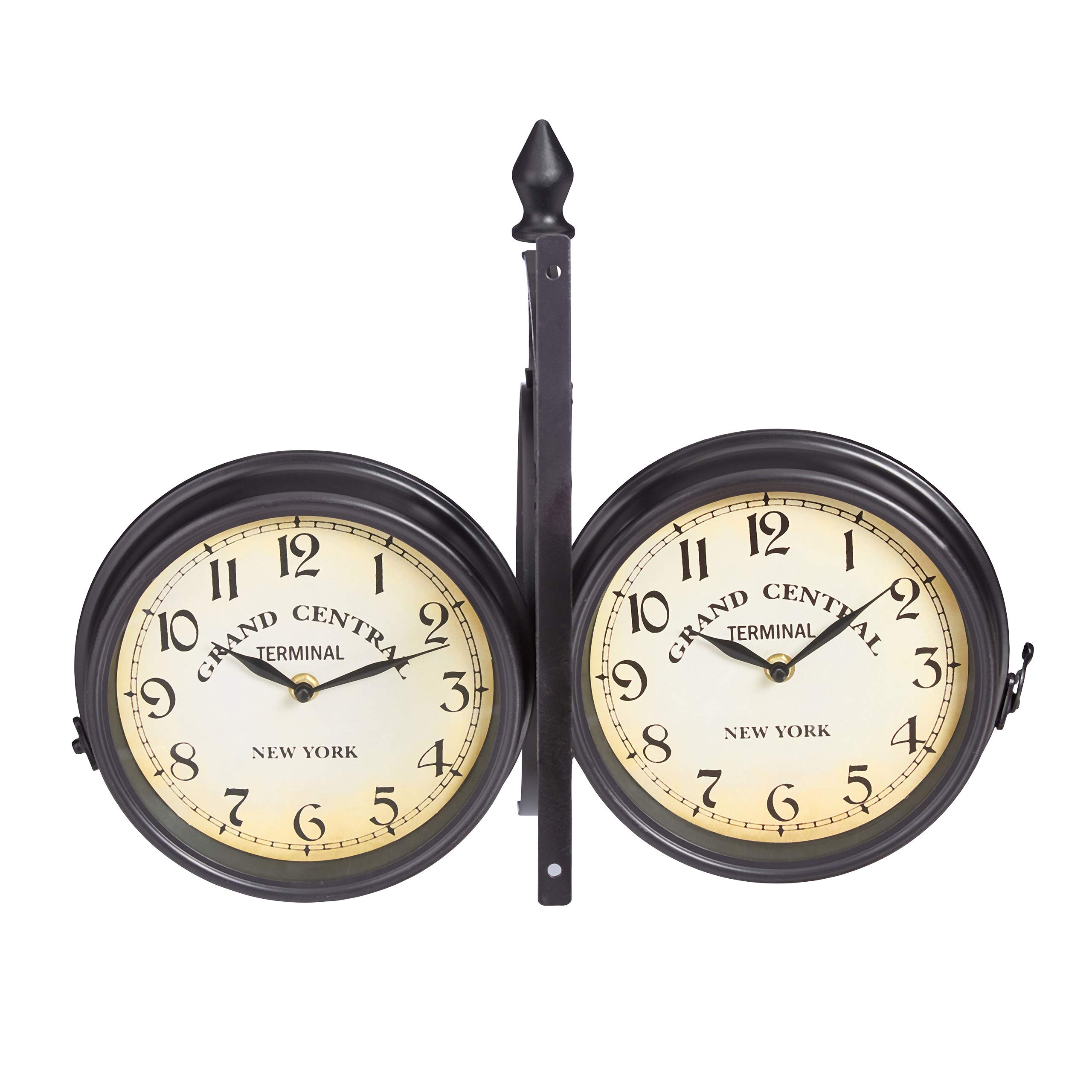 Relaxdays Reloj de estación de Tren, Doble, Retro, A Pilas, Vintage, Negro