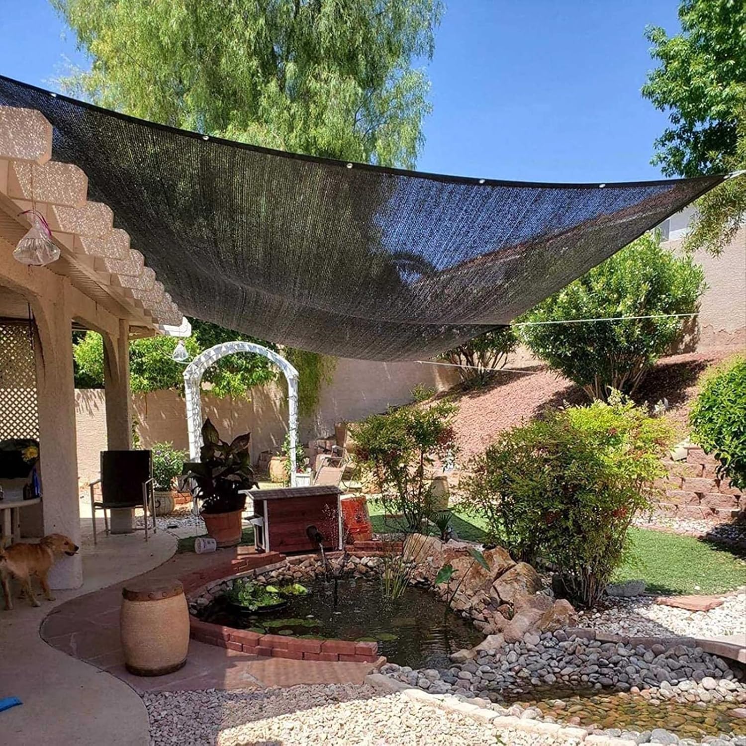 Sunblock Netting,Anti-uv Shade Net,Shade Sail,95% Shade Cloth,Windproof Netting for Patio,with Grommets,for Garage,pergola,Breathable,Anti-Aging,2x6m/6.6x19.7ft