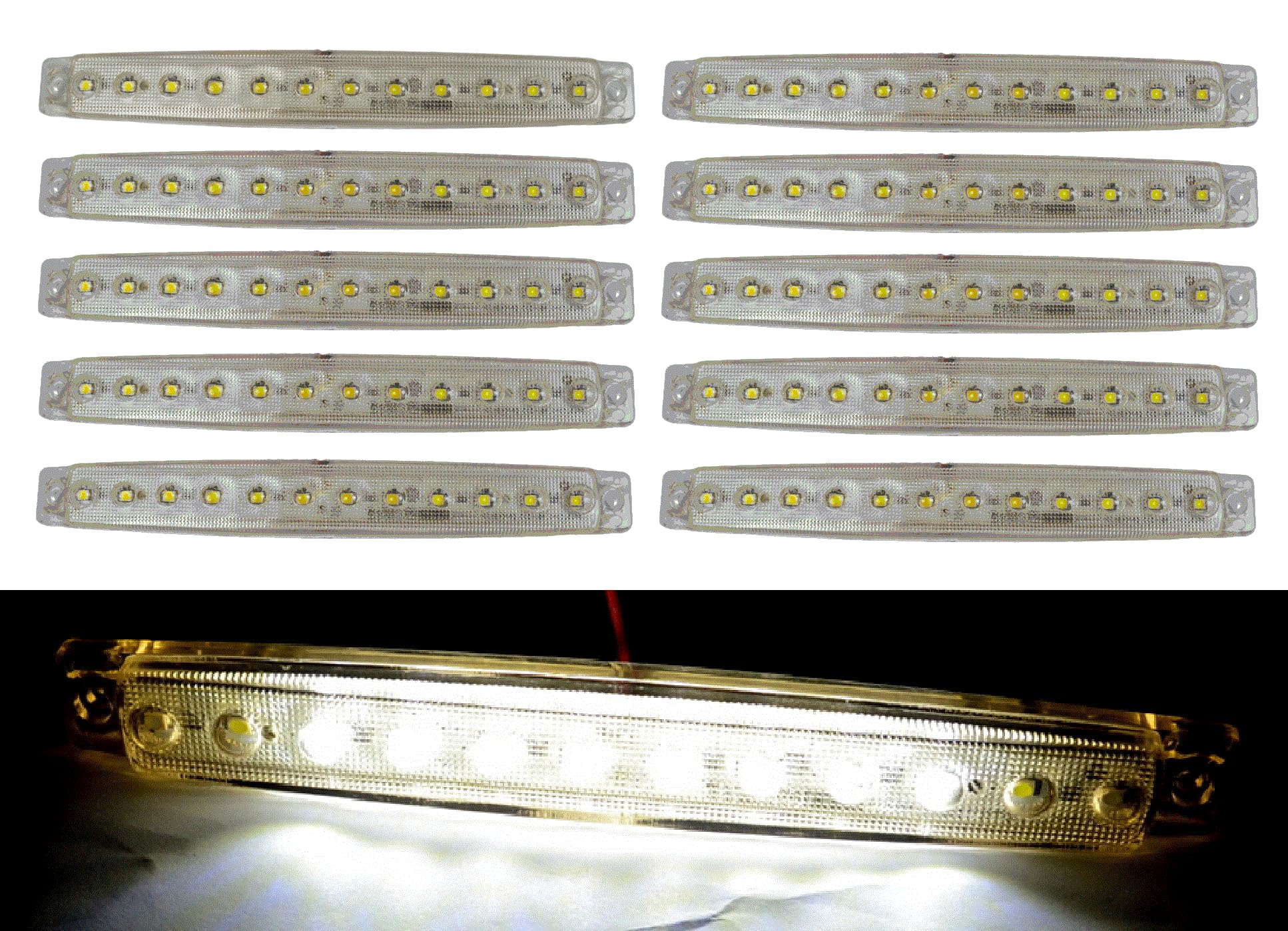 20 Luces LED Laterales Blancas 24V Para Remolque, Caravana, Camión, Volquete - Luz De Marcador