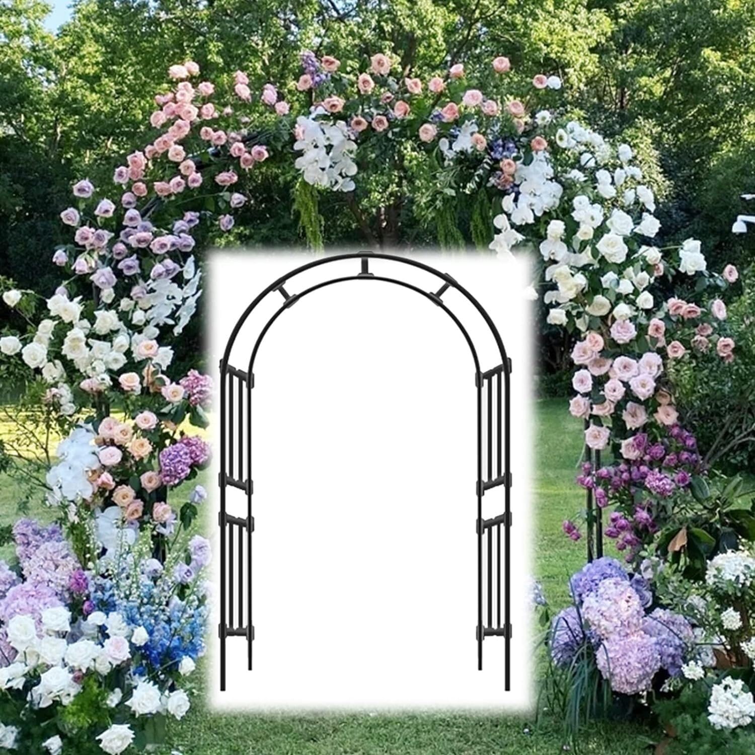 Arc de support pour plantes grimpantes en métal noir 2.2 x 2.4m