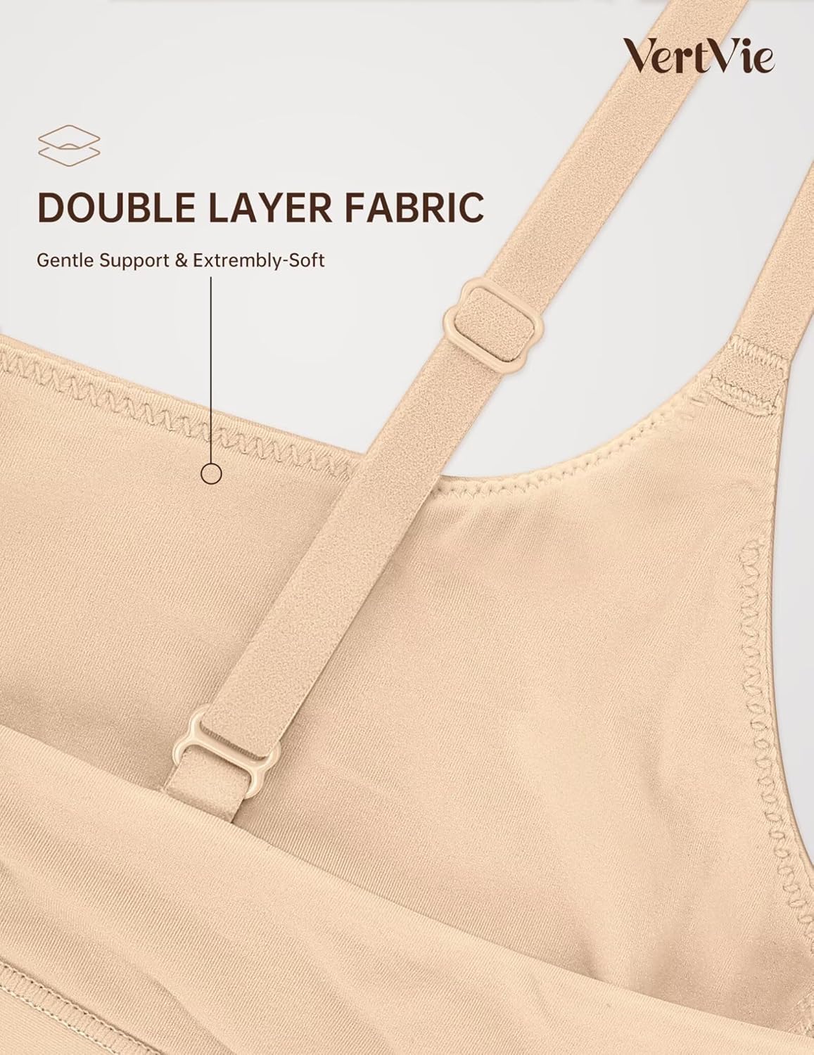 Vertvie Womens Wireless Bralettes Cami Bras Unlined Seamless No Underwire No Padding Scoop Neck Comfort T Shirt & Sports Bra - Image 6