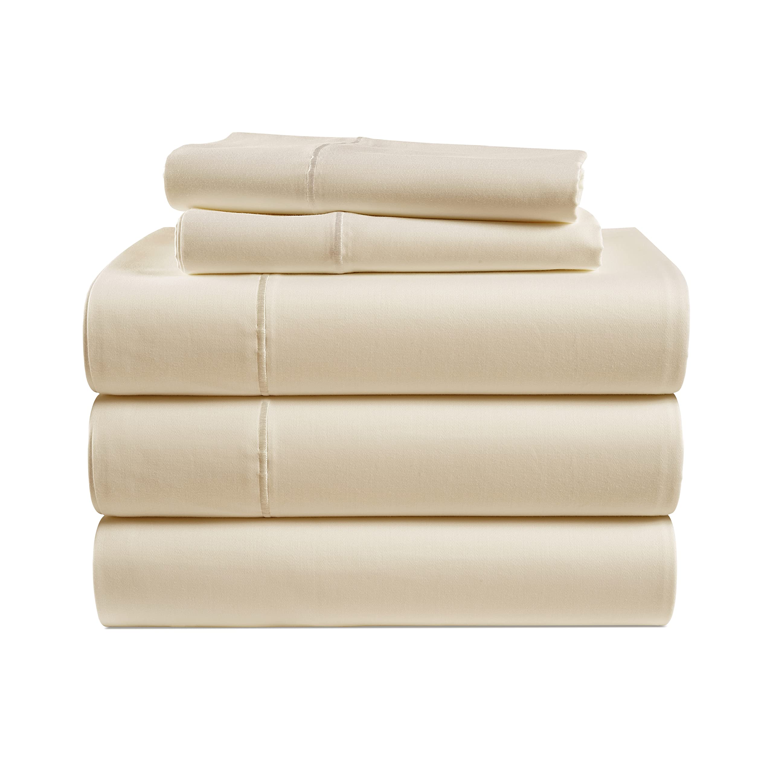 100% Egyptian Cotton Sheet Set Queen Size – Silky Sateen Weave Queen Sheet Set for Winter Sleep Comfort, 15" Snug Fit Deep Pocket, Breathable & Durable, Hotel-Quality Soft Luxury You Can Feel - Taupe — view 39
