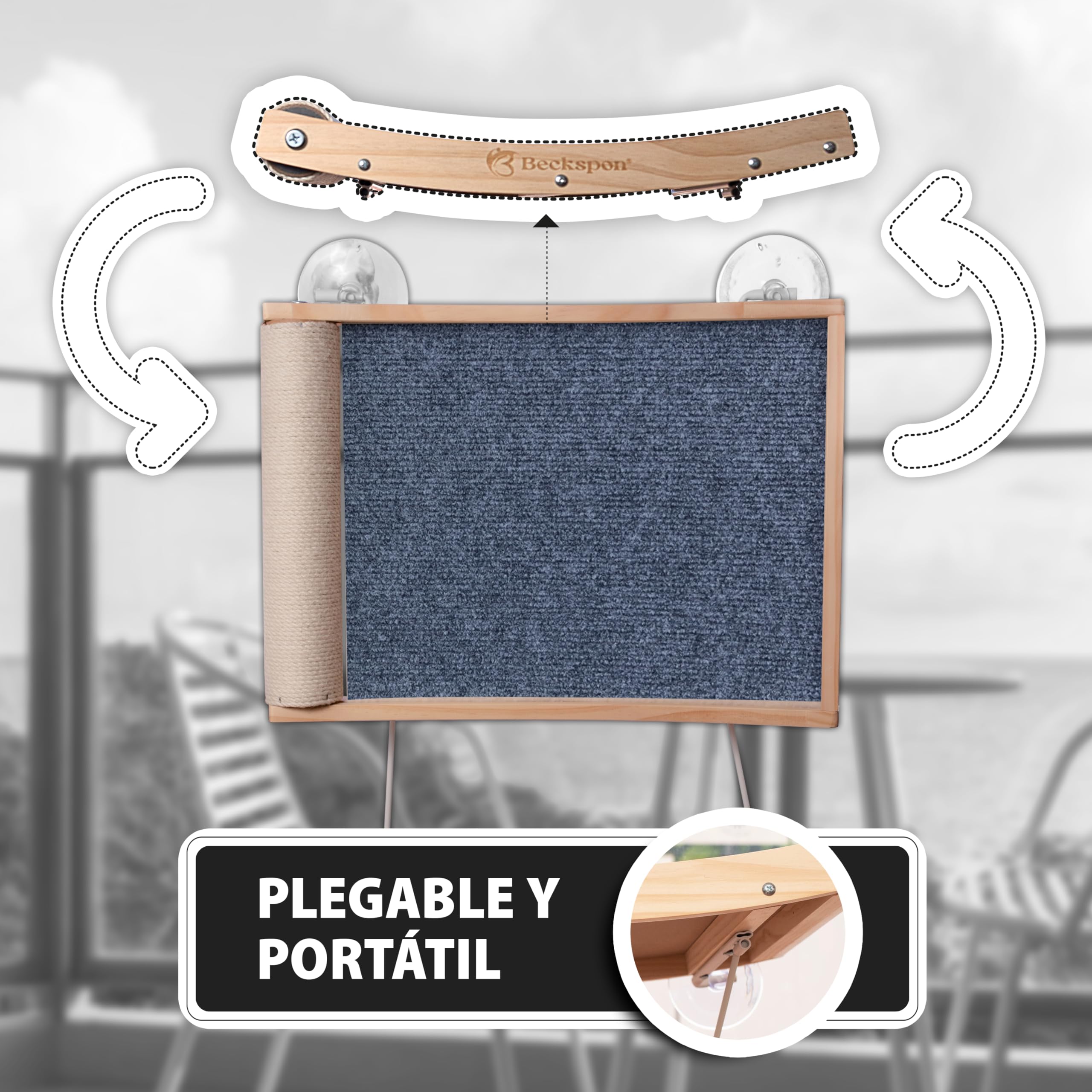 Hamaca para Gatos Con Rascador Integrado | Plegable | Cama Colgante para Ventana | Soporta Hasta 20kg | Color Grey