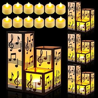 12 Sets Music Centerpieces for Table 3 Size Music Note Paper Lantern Box...