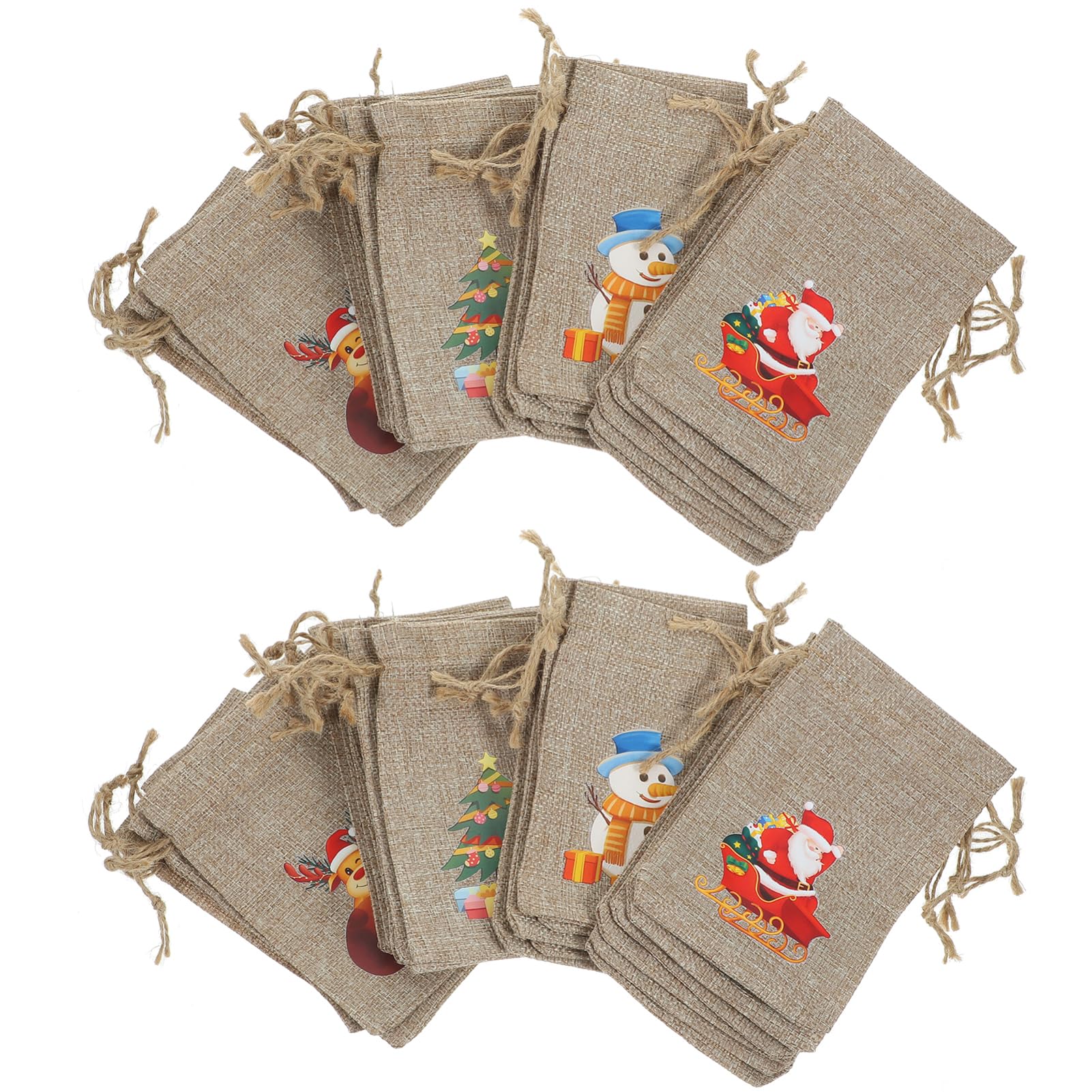 Beavorty 5 Juegos Saco De Navidad Bolsas De Fiesta Cajas Bolsas Bolsa De Navidad Bolsitas Regalar Bolsa Con Cordón Para Mochilas De Cuerdas Lino Piezas X 5