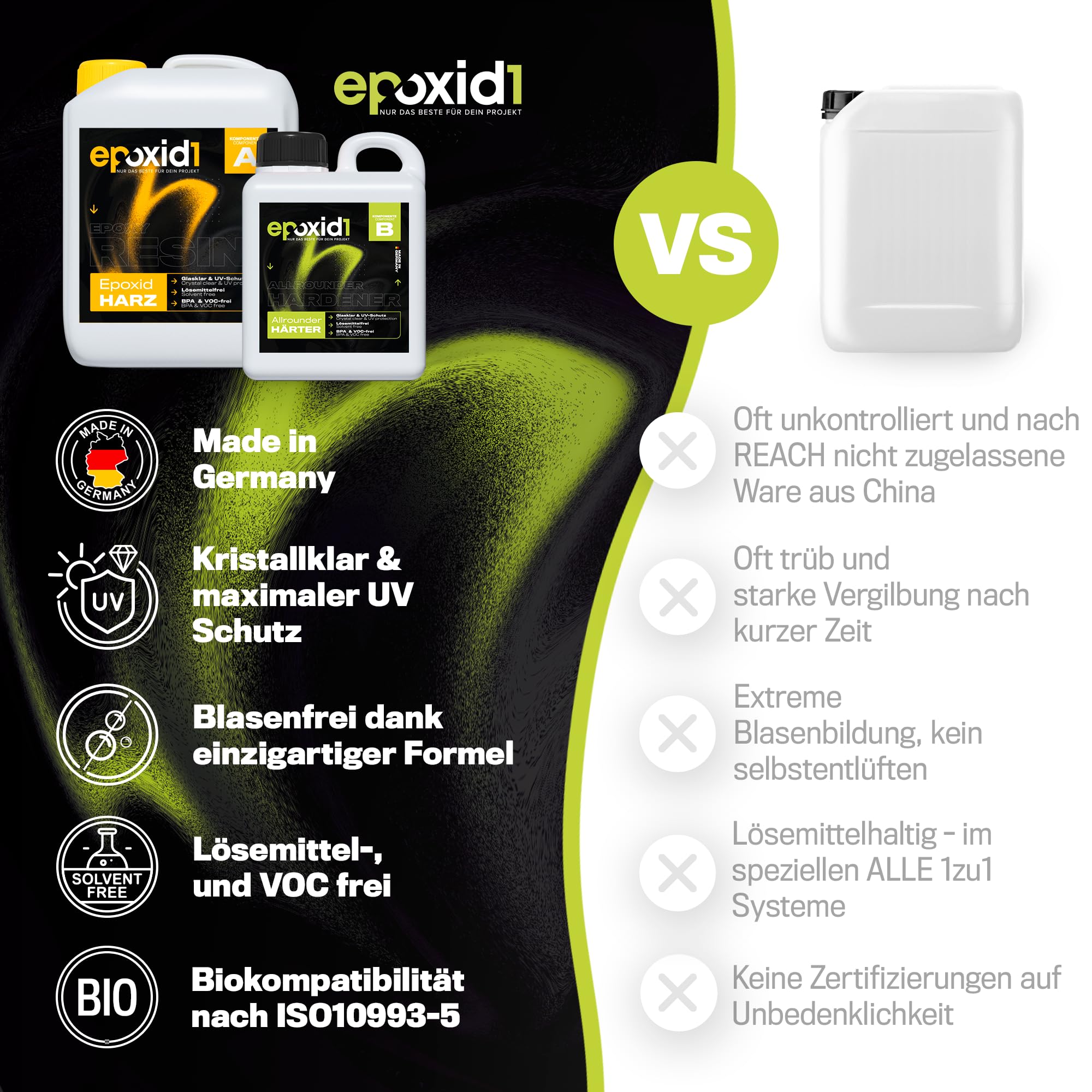 Epoxidharz mit Härter 4,2kg Set | glasklar & blasenfrei | ideal zum Gießen von Rivertable und anderen Volumenverguss bis 5cm | Für Anfänger & Profis | Premium Qualität