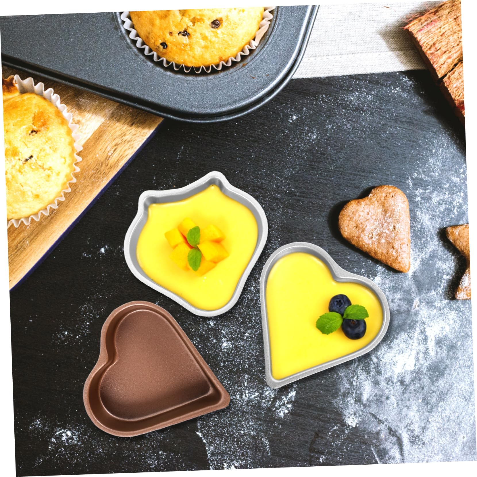 ABOOFAN 5 Set Di Mini Per Dolci A Forma Di Cuore E Fragola Teglia Antiaderente Per Budino 3 Pezzi * 5