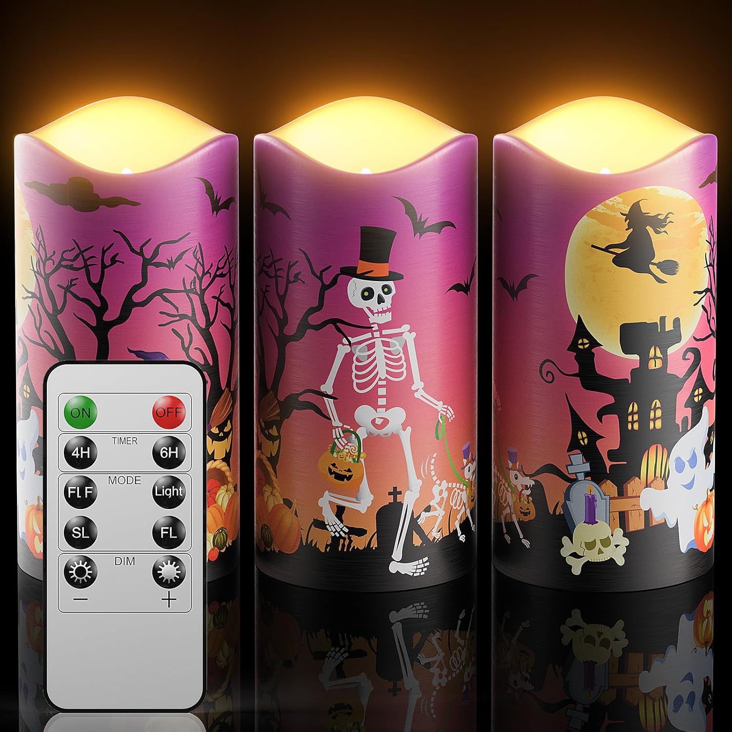 Flameless Candles for Halloween, Orange, WYD-10-1
