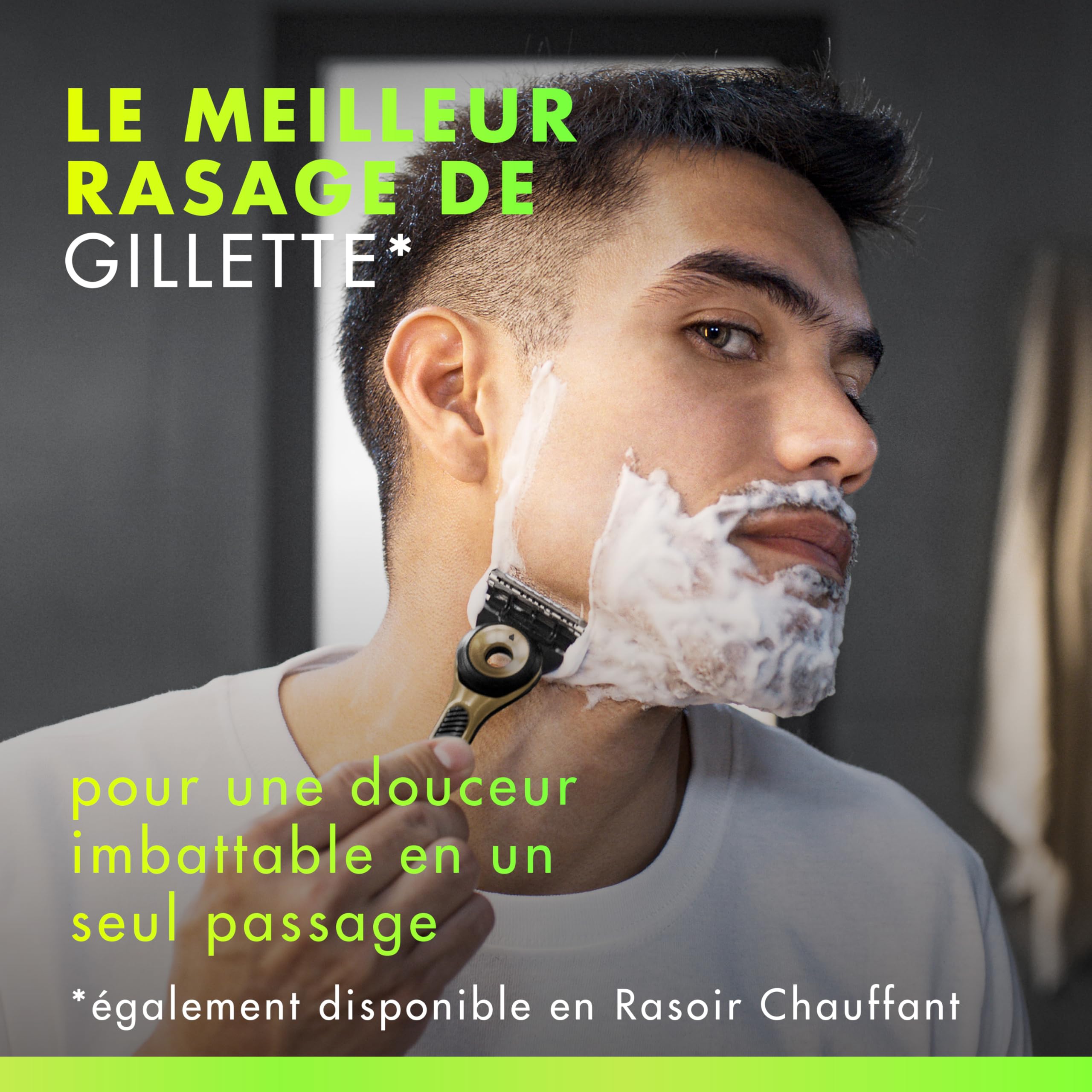 Gillette Labs Rasoir Home, Edition Limitée, avec 5 Recharges, Or – Manche Réutilisable en Métal, Cartouche de Rechange à Lames Affutées, Rasage Efficace avec la Technologie FlexDisc 2D