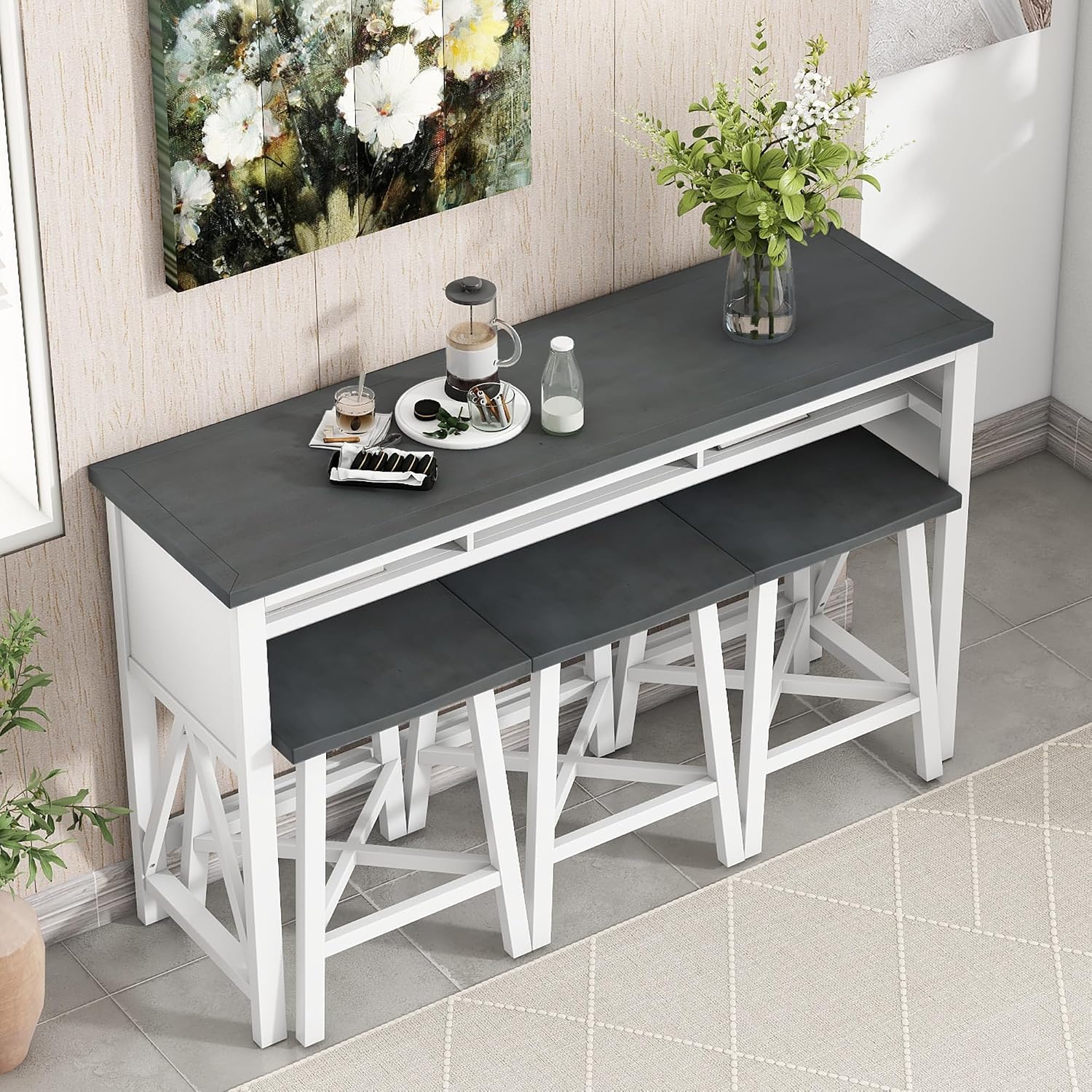 Amazon.com - Harper & Bright Designs 4-Piece Bar Table Set with 3 ...