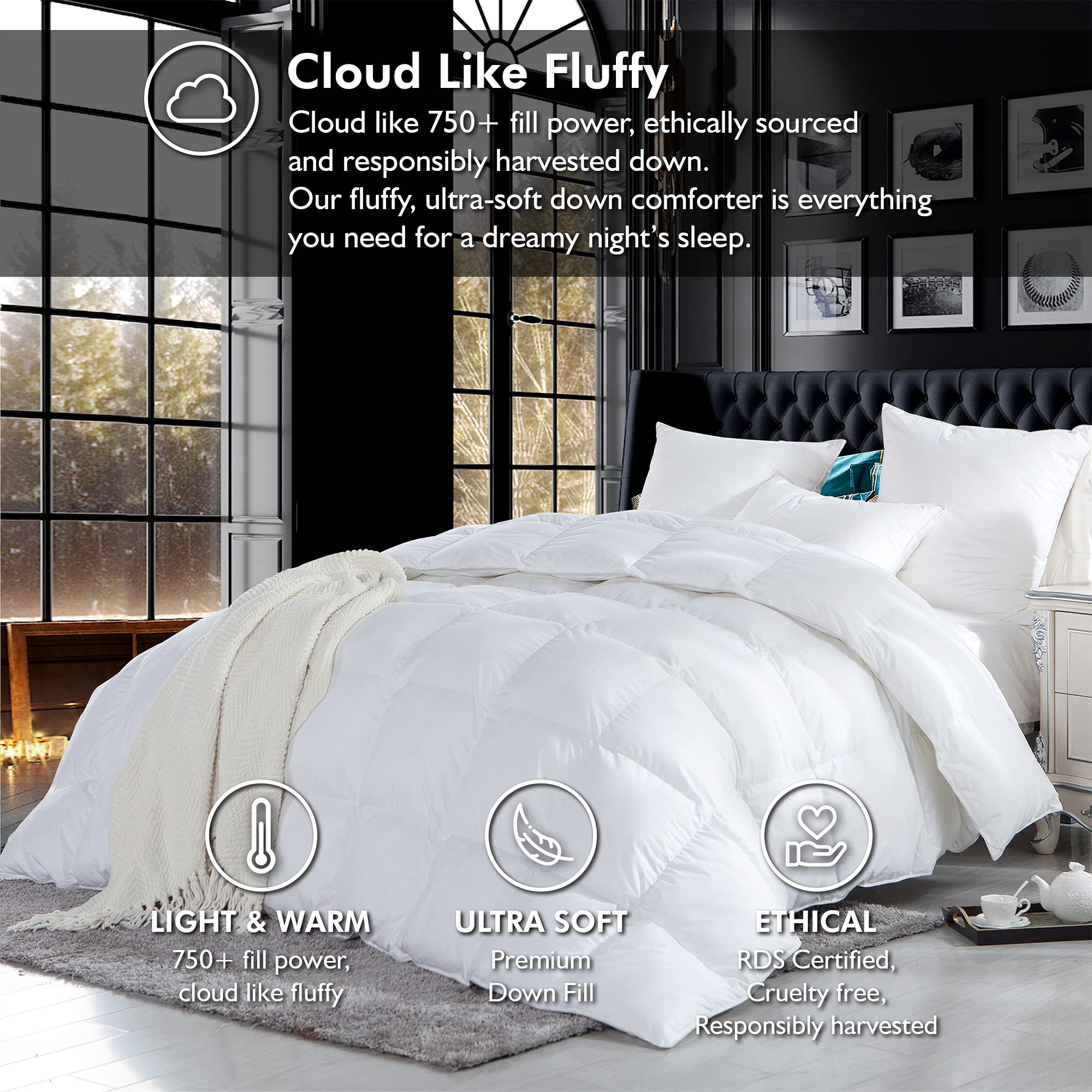 Luxurious King / California King Size Siberian Goose Down Comforter