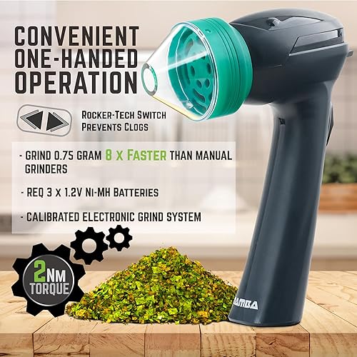 Miniatura 4 de Mamba Lite 0,75 g Verde Todo Plástico USB Molinillo Eléctrico de Hierbas. Pequeña Máquina Herbal Portátil y Molinillo de Especias para la Cocina