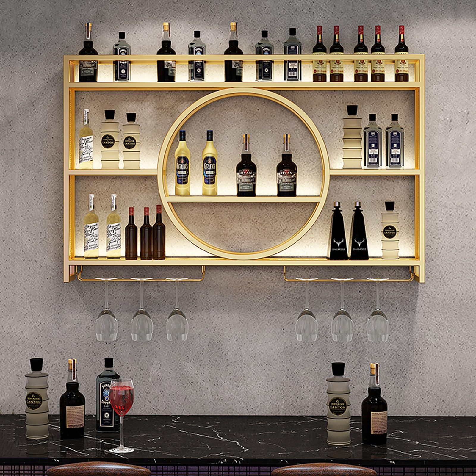 Casier à vin moderne suspendu présentoir à vin mural étagère bar fer
