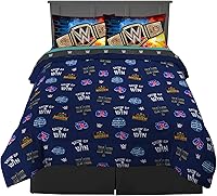 Vista 2 de Franco Juego de edredón y sábanas súper suaves para niños, 5 piezas, tamaño matrimonial, WWE