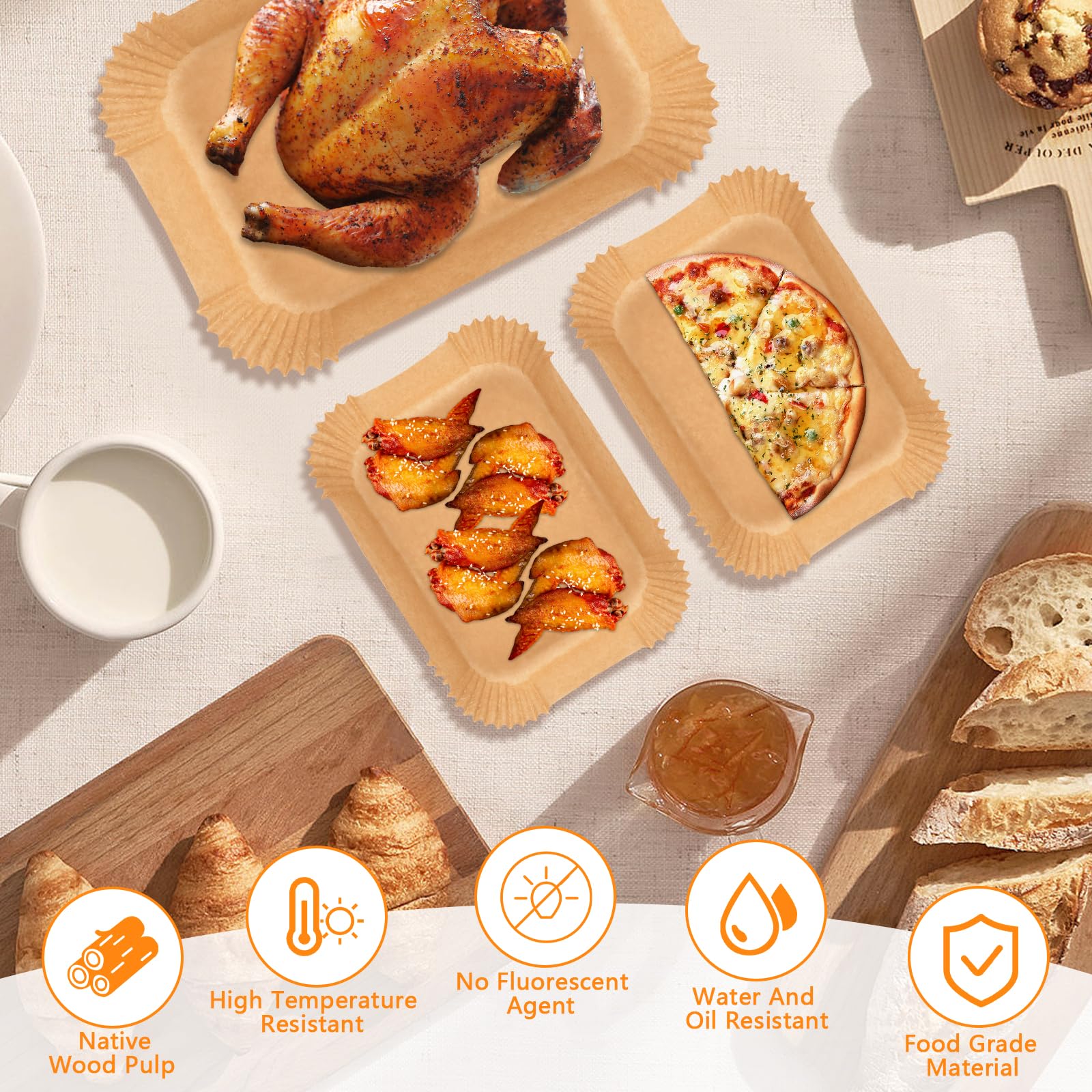 Carta Forno Per Friggitrice Ad Aria - 150 Fogli Antiaderenti, Resistente Al Calore, Per Ninja E Altre Marche - Foto 3