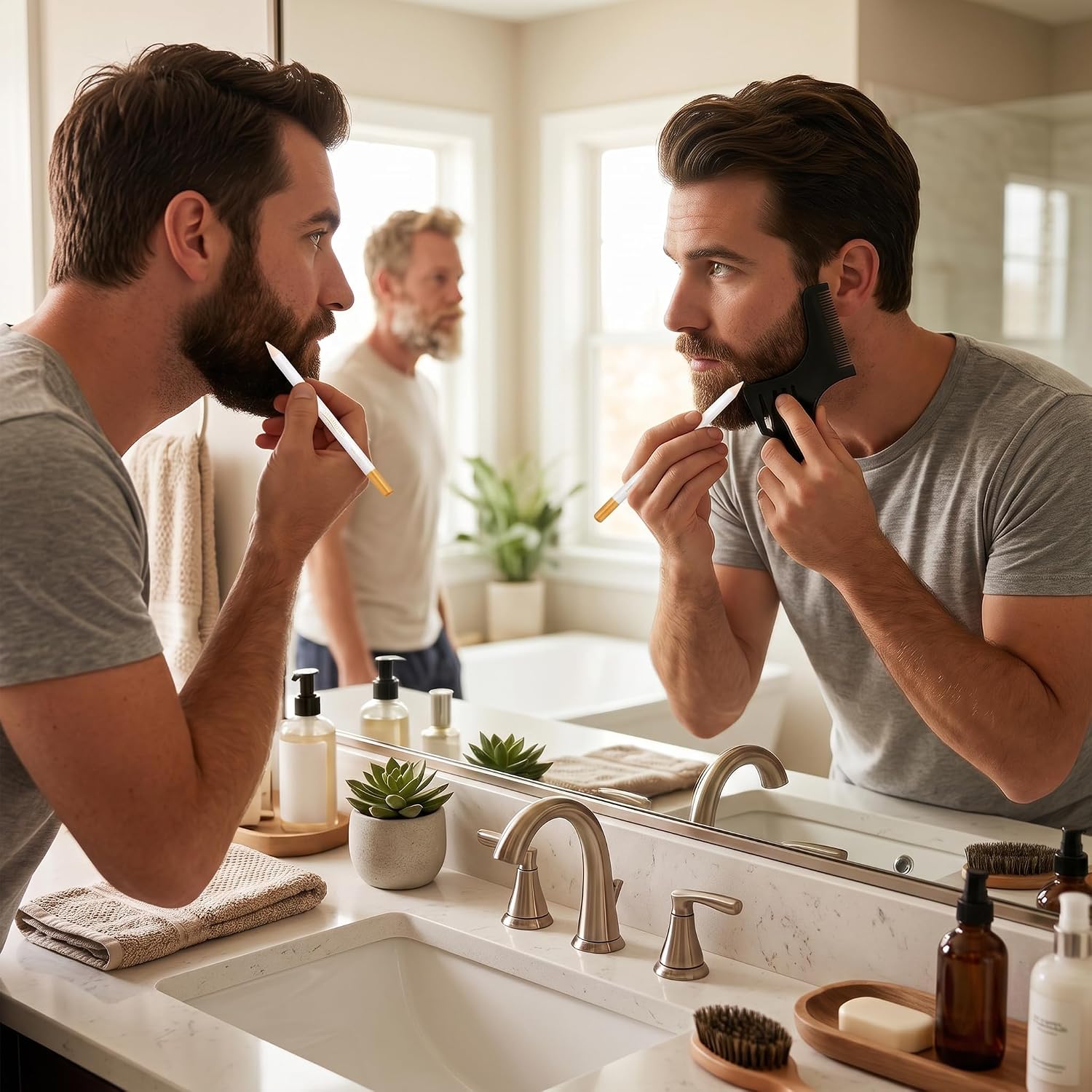 Yosoo Health Gear, Professional Beard Pencil Filler for Men, Hairdressing Pen, Hairline Pencil Beard Shaping Tool (White)