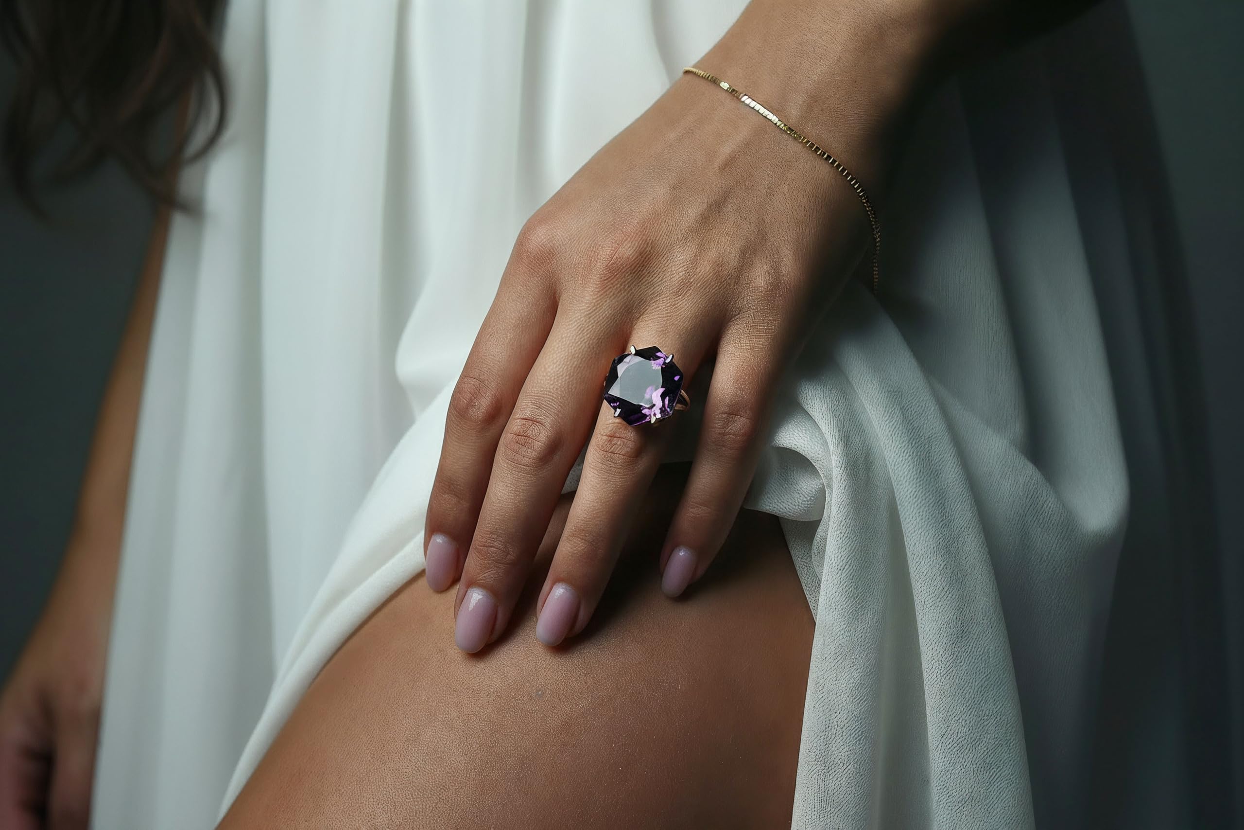 Opulente mit Amethyst Ringe aus 14k Gold - Elegante Geburtsstein Ringe für Frauen - Individuelle Frauen Edelstein Ringe, Aussage Ringe, Mode Ringe - Wählen Sie Ihr Material - Alle Größen Verfügbar