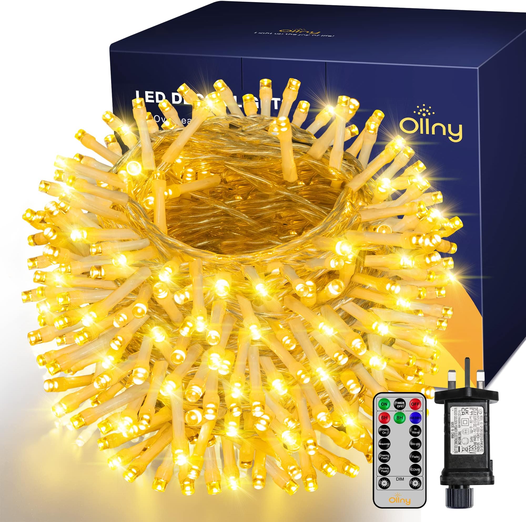 Ollny Fairy Lights Plug in 60m 600 LED Fairy Lights Outdoor