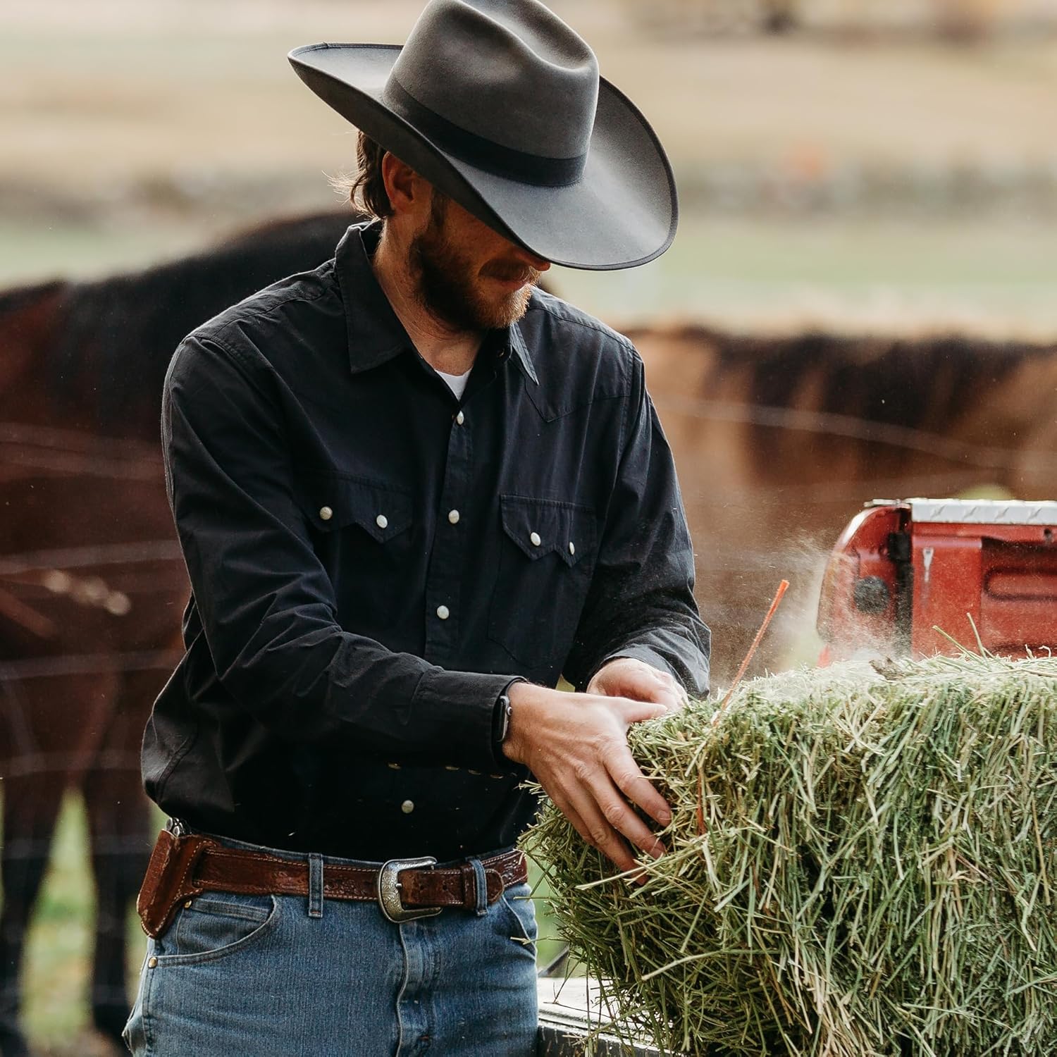 Dubinik® Pearl Snap Shirts for Men Long Sleeve Lightweight Casual Western Plaid Cowboy Cotton Vintage Work Shirt - Image 2