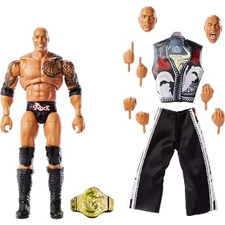 Mattel WWE Ultimate Edition Figurine et Accessoires, 15,2 cm The Rock Ensemble de Collection Têtes et Mains interchangeables, 30 Points d’articulation - Les Beatles, Paul McCartney, John Lennon, RIngo Starr, George Harrison
