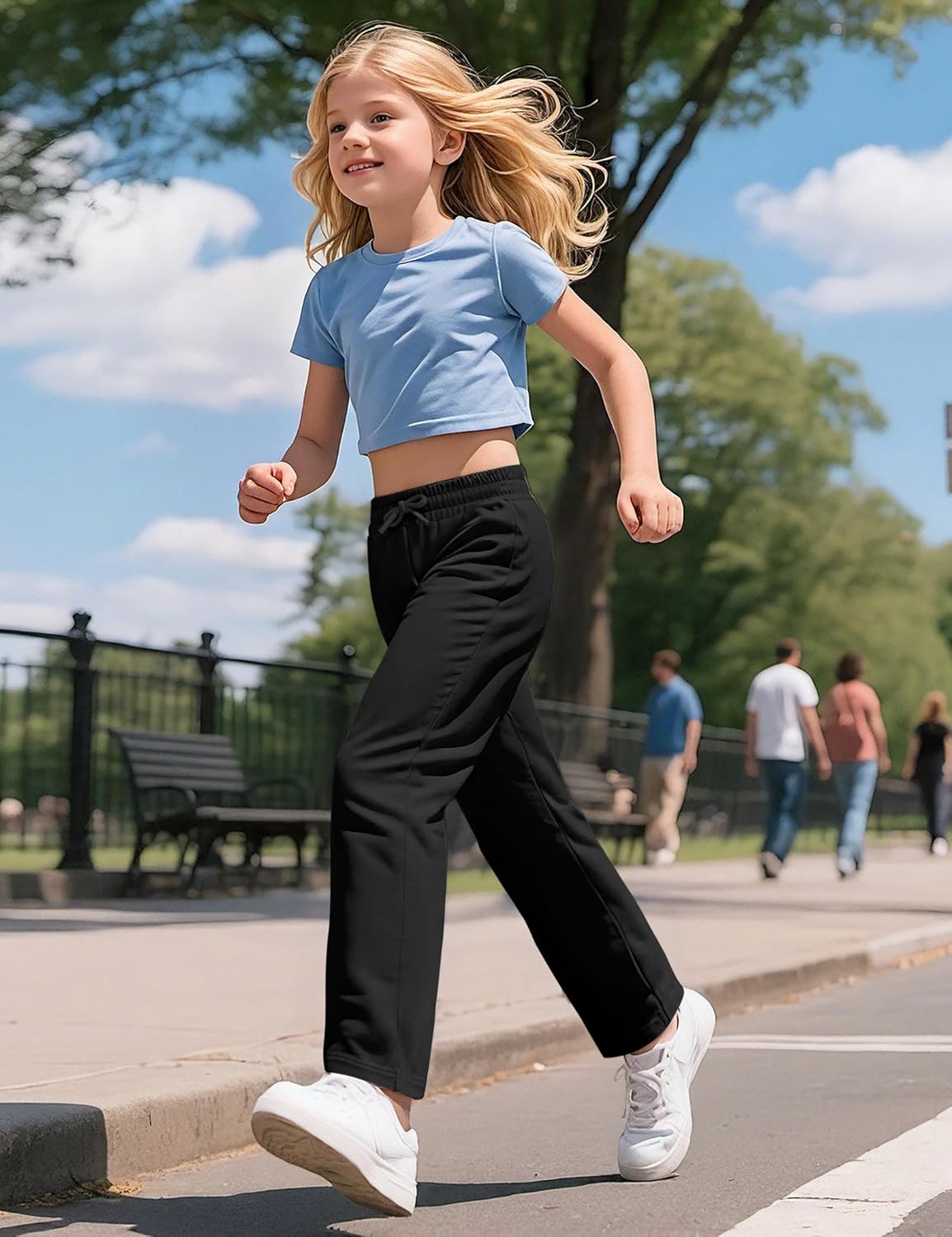 Girls Sweatpants Straight Leg French Terry Joggers Baggy Sweatpants for Teen Girls Size 7-14Y - Image 5