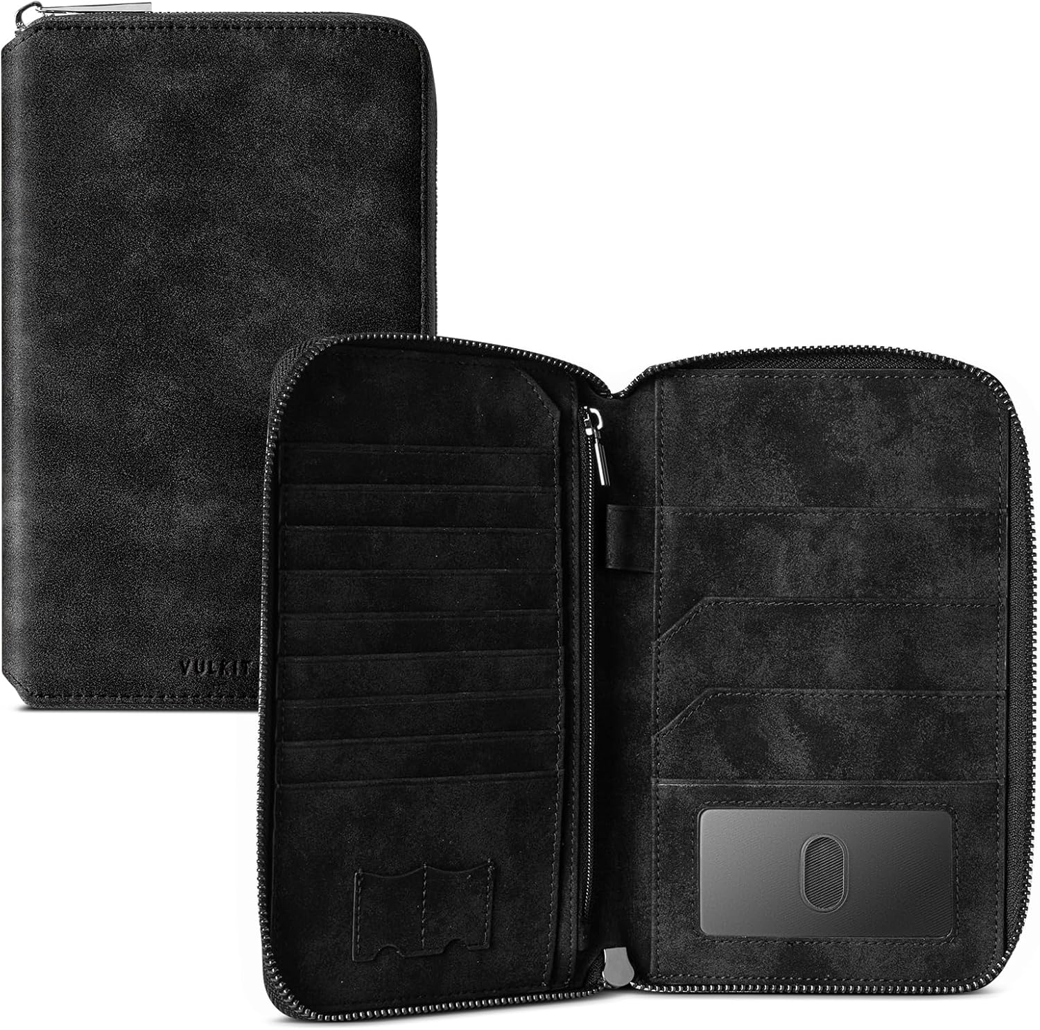 VULKIT Passport Holder for Travel Family, Multiple Travel Document Holder Wallet for a Family of 3-4, RFID Blocking Passport Bag, Document Organizer Pouch for Credit Cards, ID, Sim Card, Cash, Coins