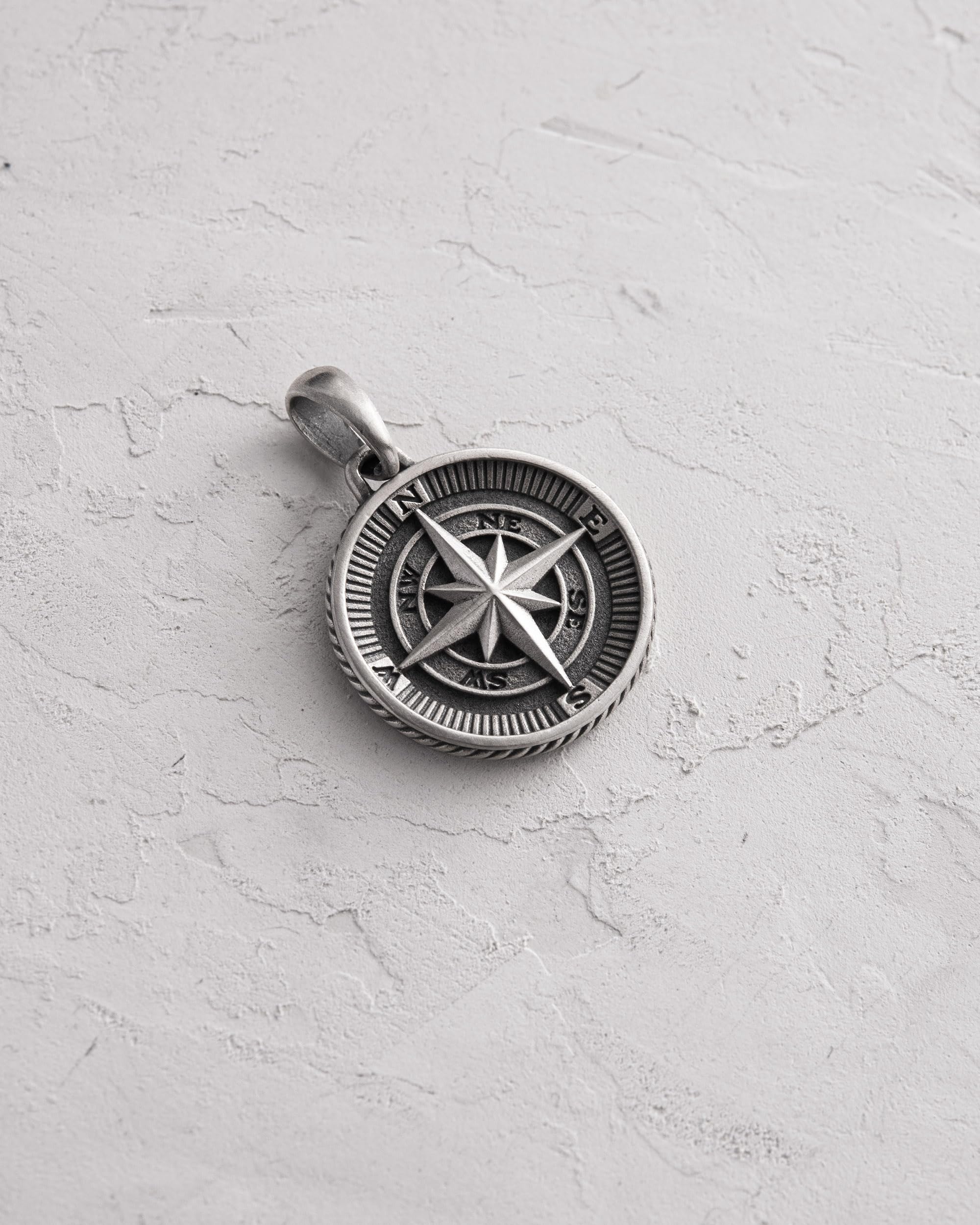 Kompass & Nordstern Anhänger 925 Sterling Silber Unisex Halskette – Symbol für Orientierung, Lebensweg & Ziele – Eleganter Silber Schmuck für Damen & Herren